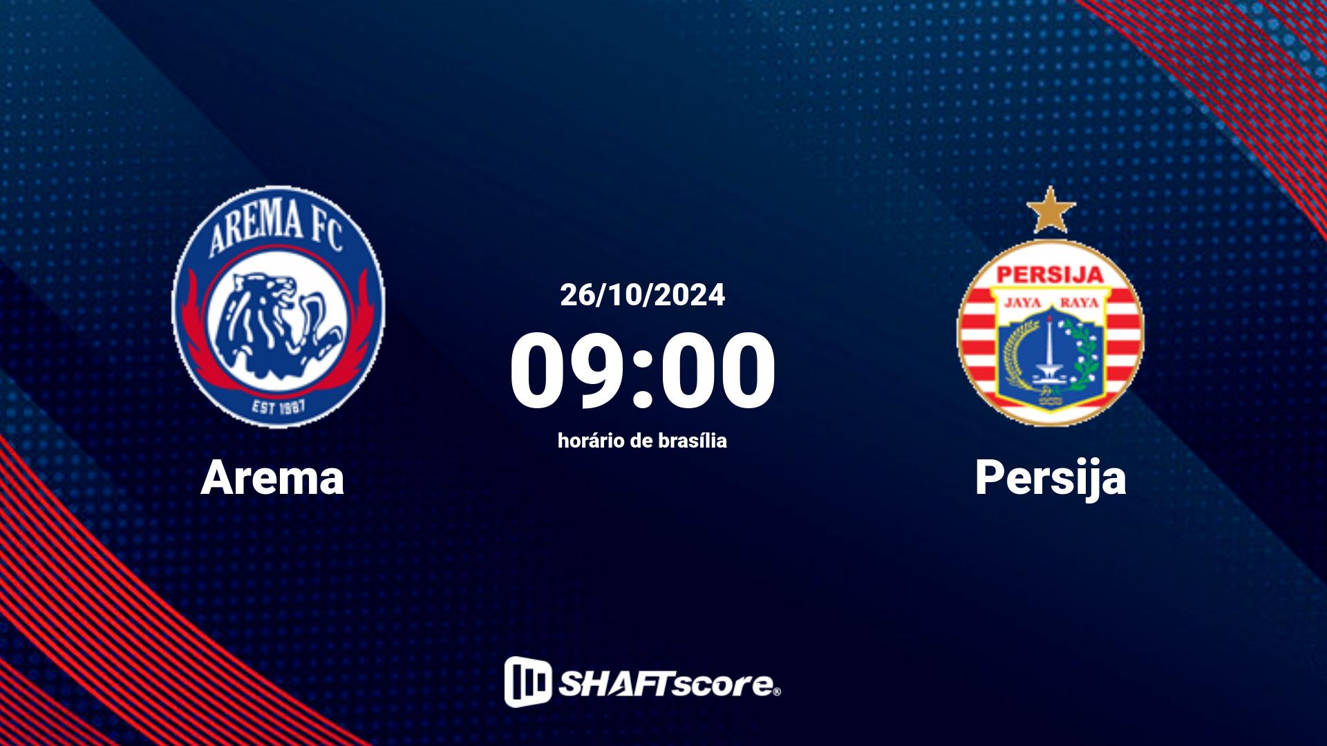 Estatísticas do jogo Arema vs Persija 26.10 09:00