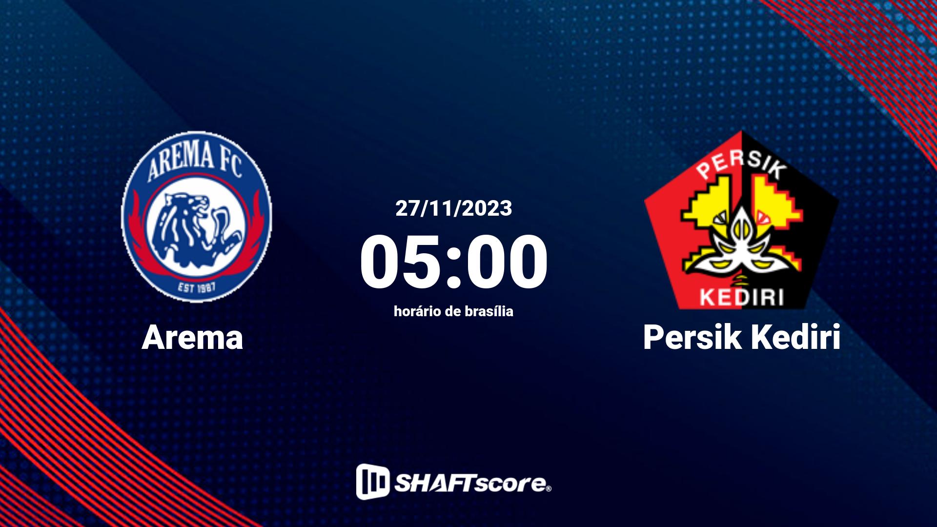 Estatísticas do jogo Arema vs Persik Kediri 27.11 05:00