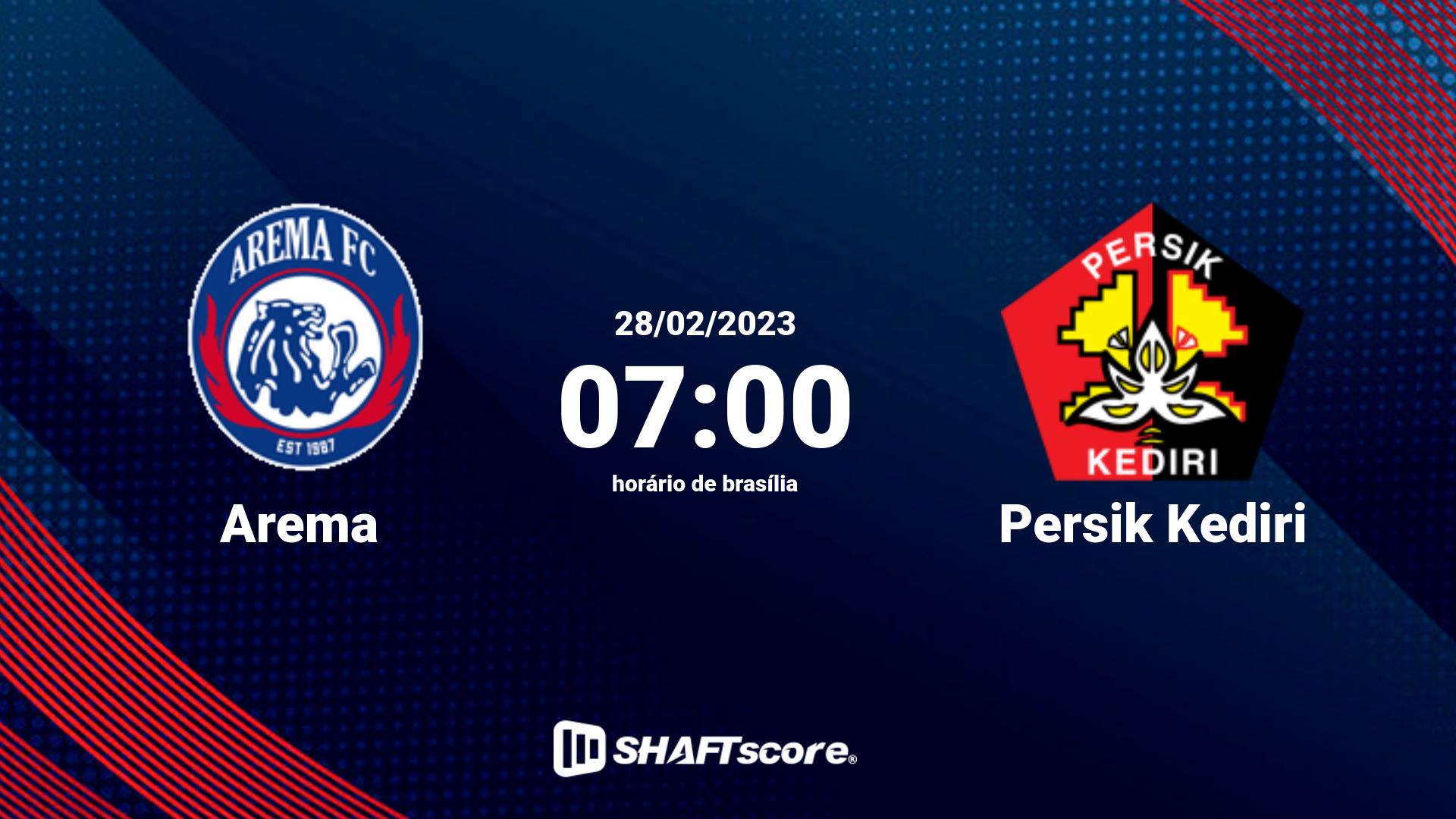 Estatísticas do jogo Arema vs Persik Kediri 28.02 07:00