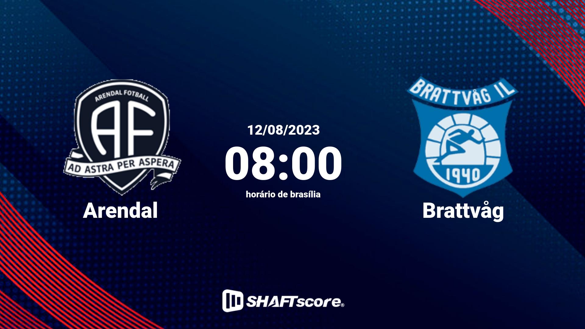 Estatísticas do jogo Arendal vs Brattvåg 12.08 08:00