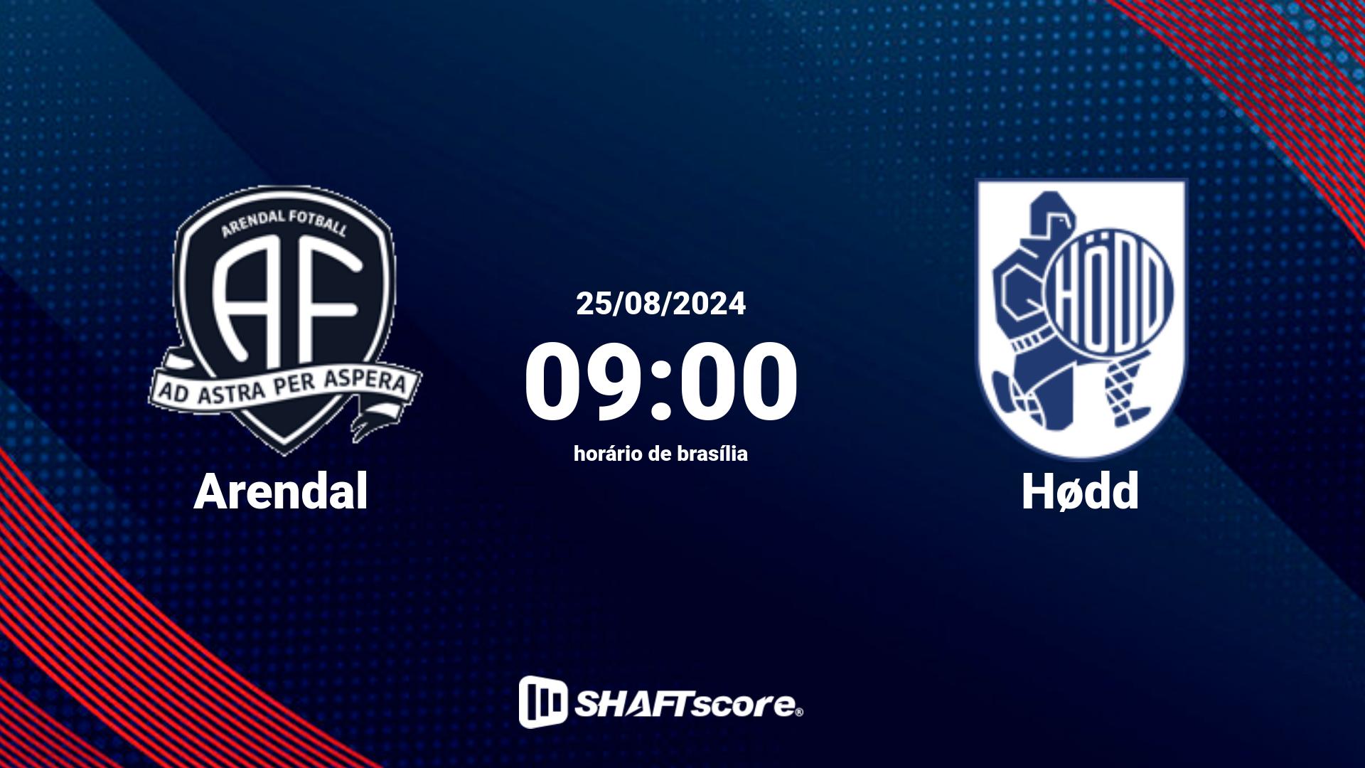 Estatísticas do jogo Arendal vs Hødd 25.08 09:00