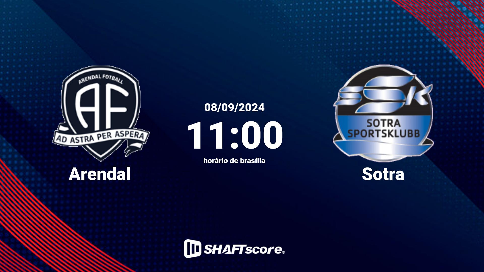 Estatísticas do jogo Arendal vs Sotra 08.09 11:00