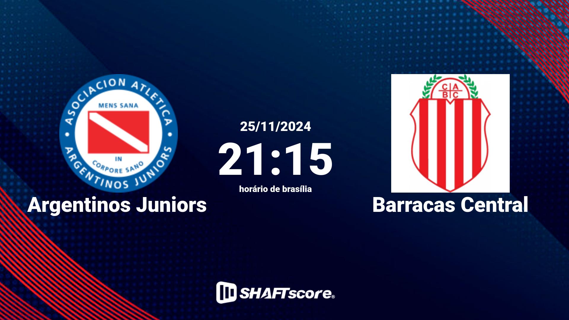 Estatísticas do jogo Argentinos Juniors vs Barracas Central 25.11 21:15