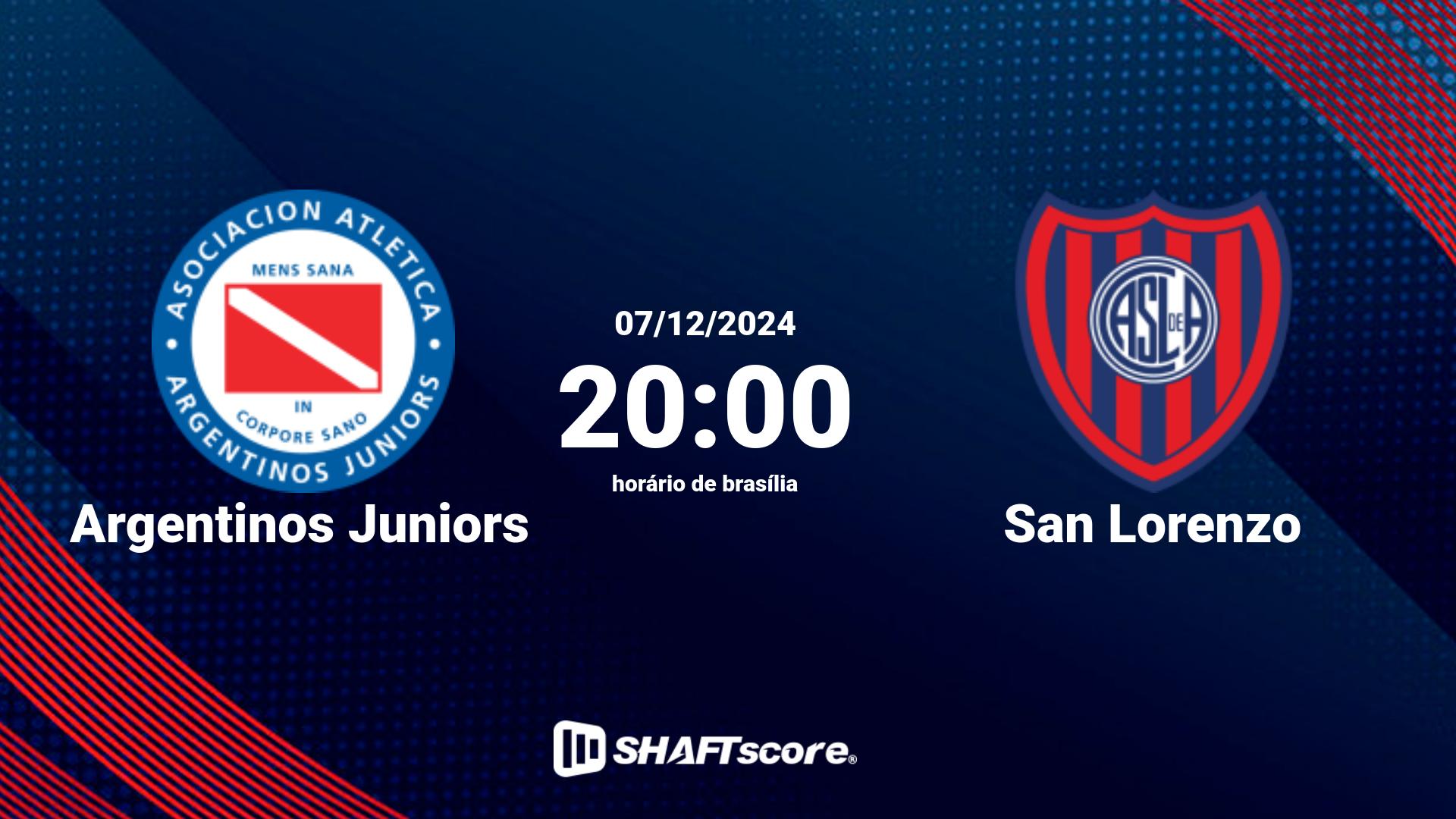 Estatísticas do jogo Argentinos Juniors vs San Lorenzo 07.12 20:00