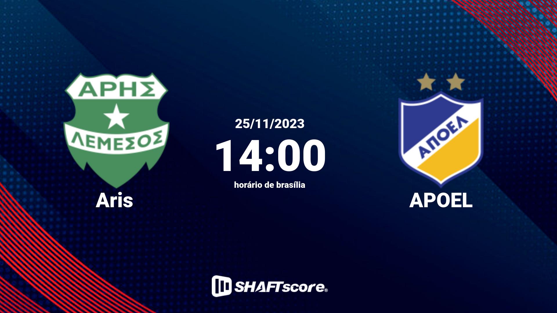 Estatísticas do jogo Aris vs APOEL 25.11 14:00