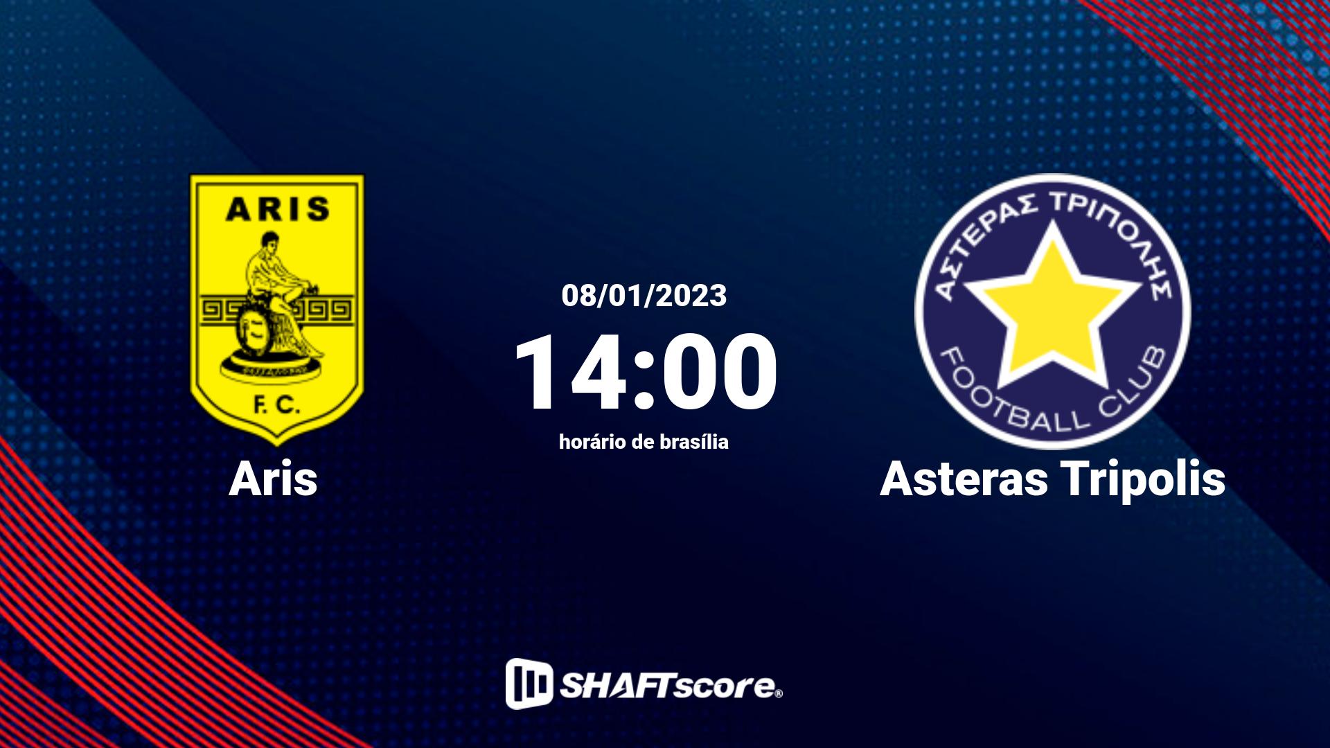 Estatísticas do jogo Aris vs Asteras Tripolis 08.01 14:00