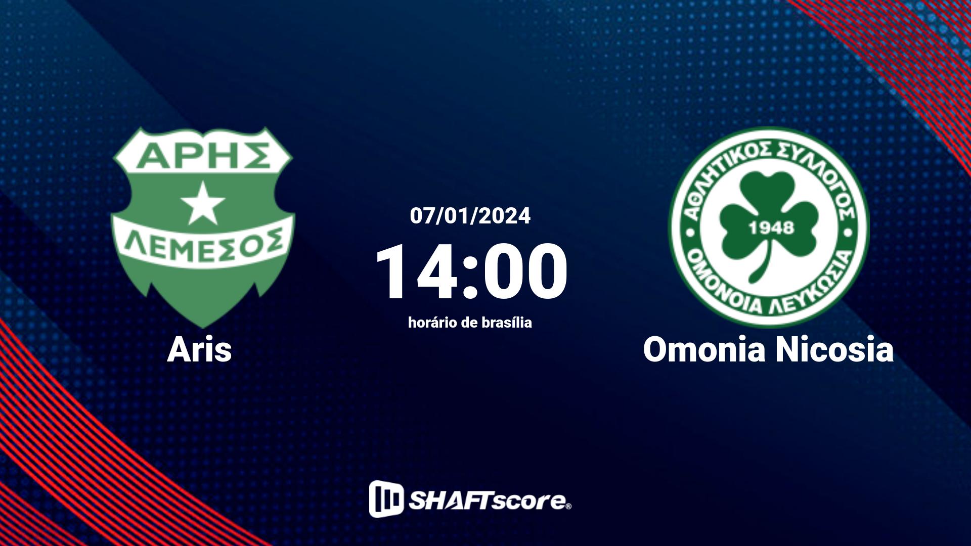 Estatísticas do jogo Aris vs Omonia Nicosia 07.01 14:00