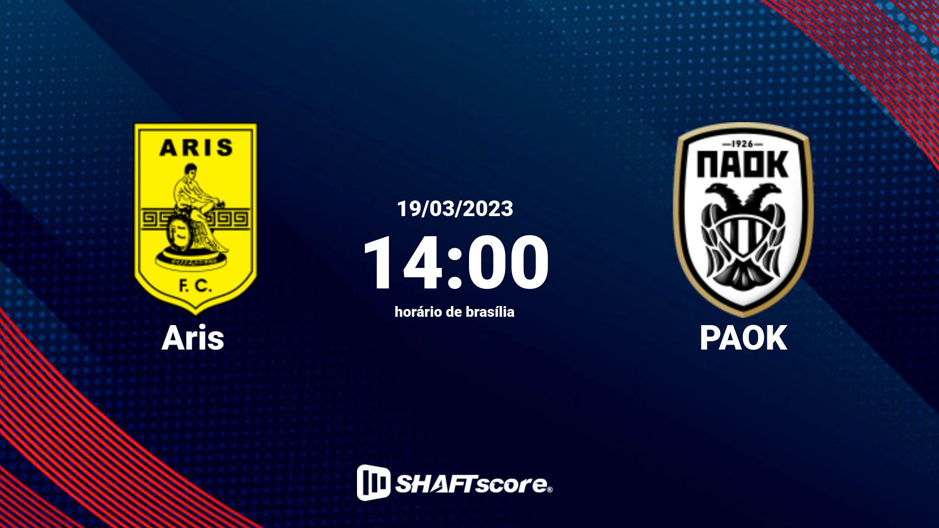 Estatísticas do jogo Aris vs PAOK 19.03 14:00