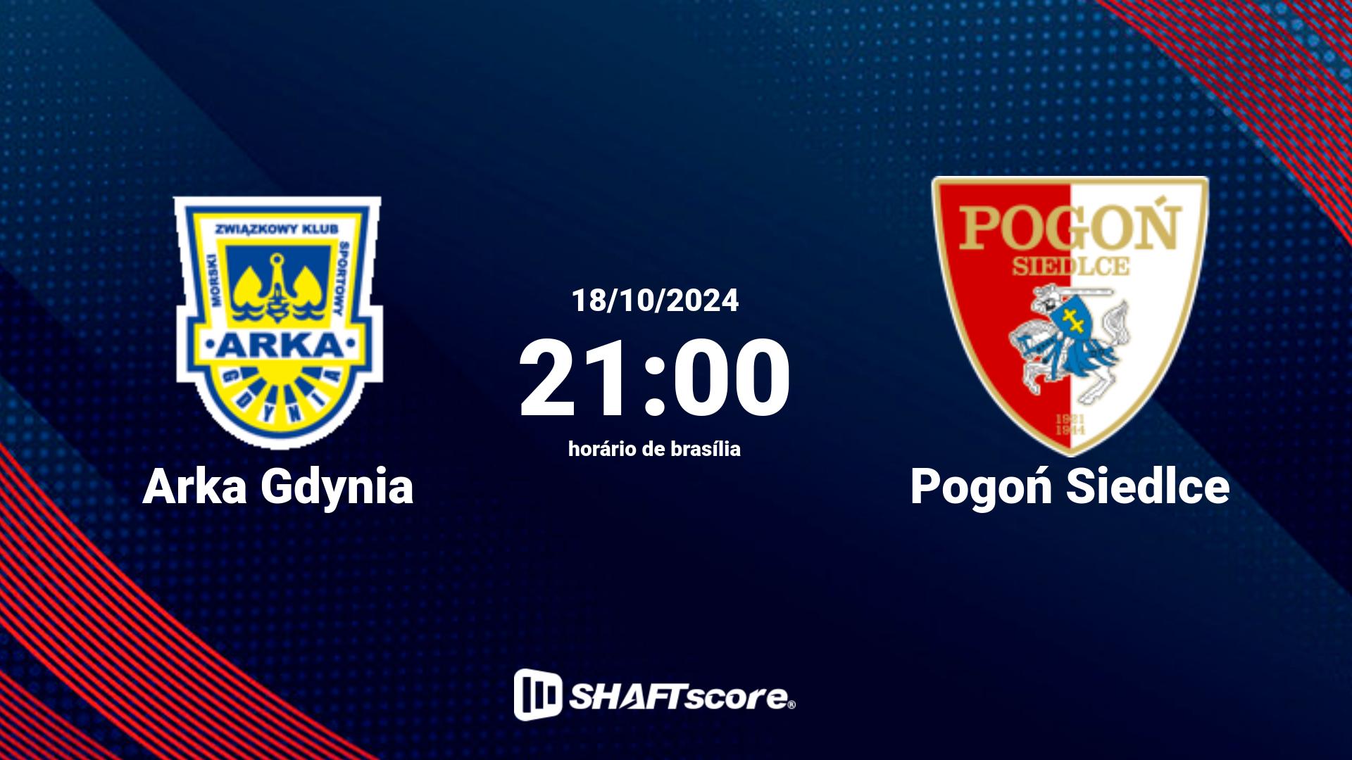 Estatísticas do jogo Arka Gdynia vs Pogoń Siedlce 20.10 09:30