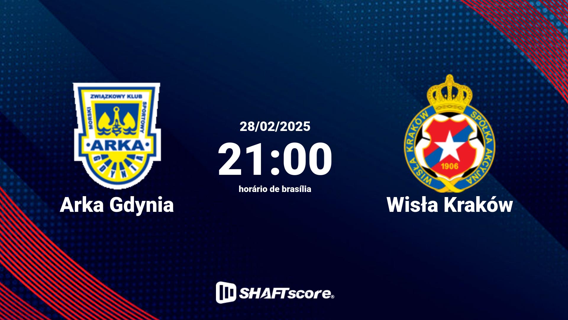 Estatísticas do jogo Arka Gdynia vs Wisła Kraków 28.02 21:00