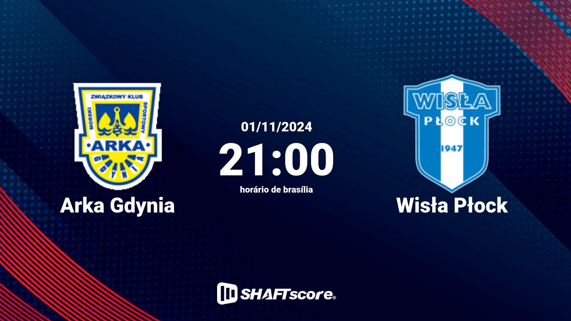 Estatísticas do jogo Arka Gdynia vs Wisła Płock 01.11 21:00