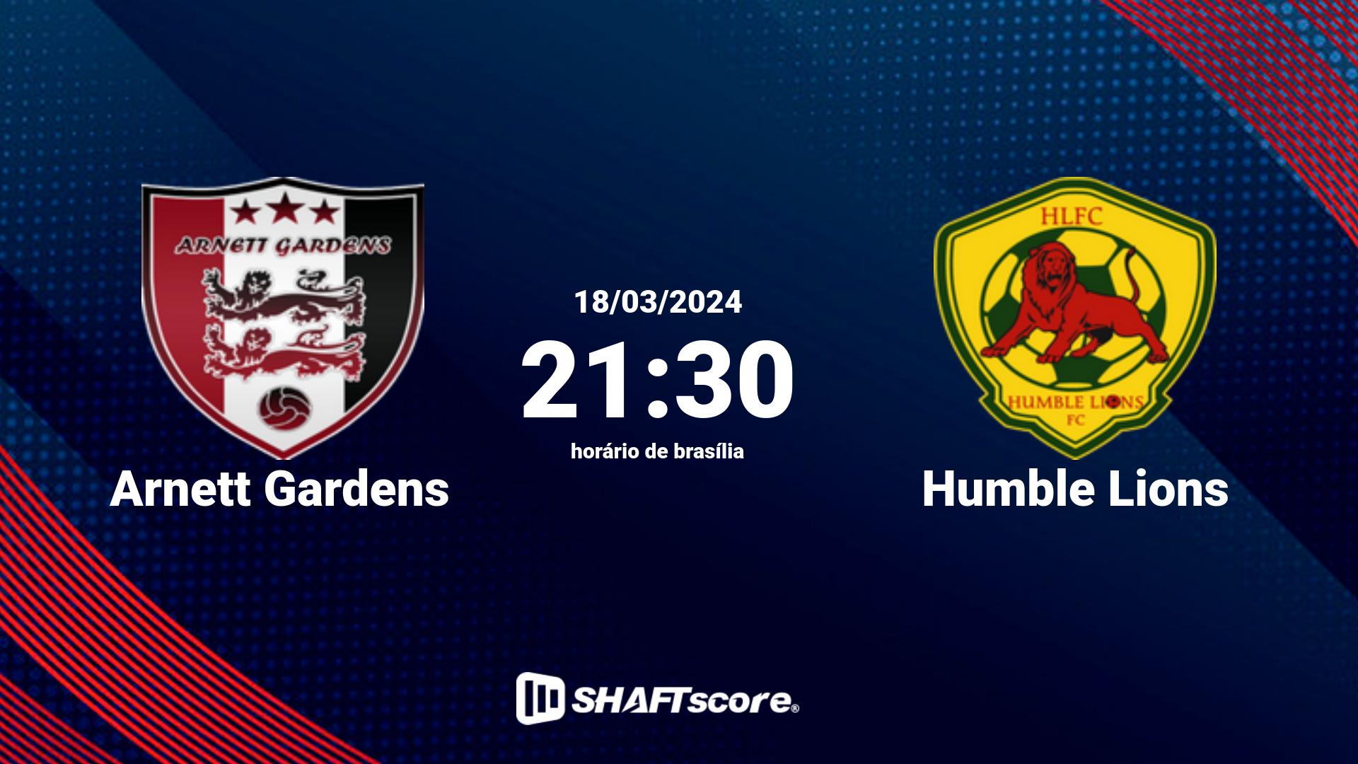 Estatísticas do jogo Arnett Gardens vs Humble Lions 18.03 21:30