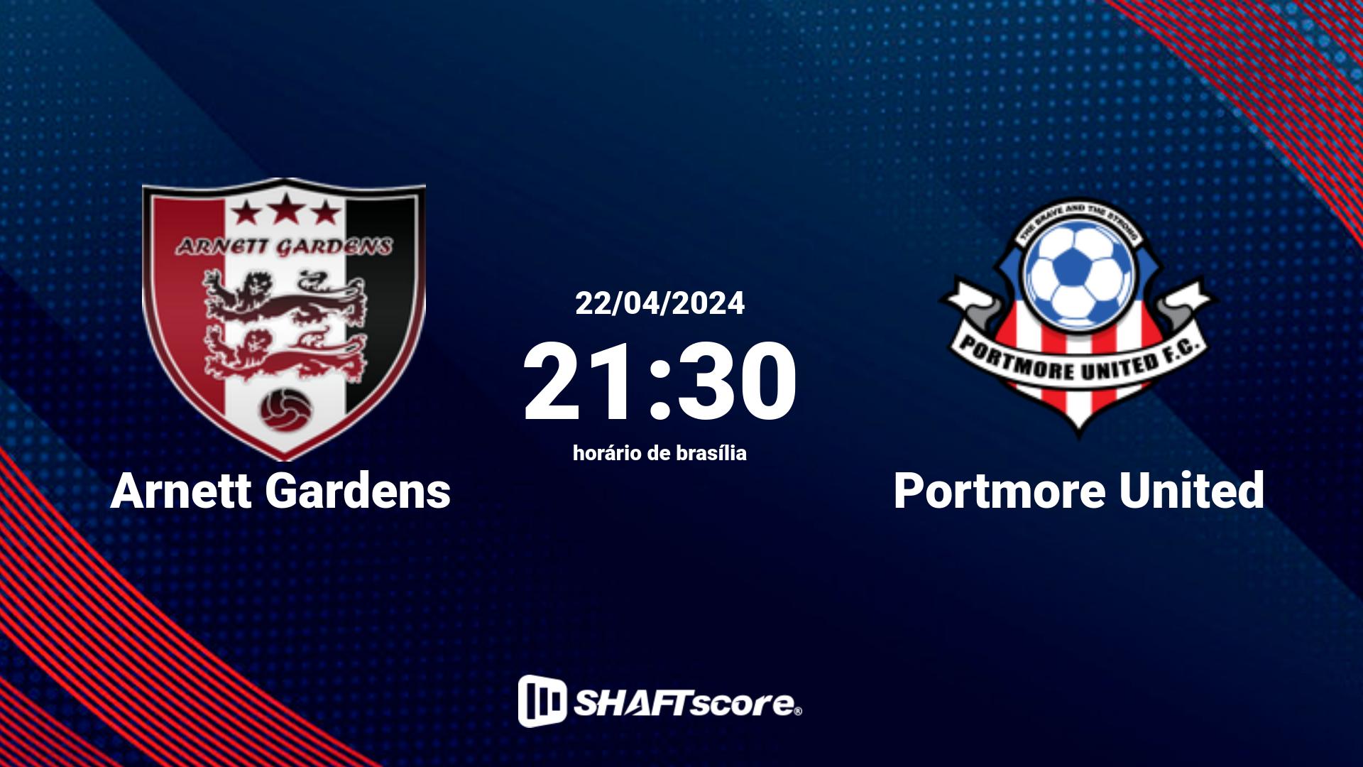 Estatísticas do jogo Arnett Gardens vs Portmore United 22.04 21:30