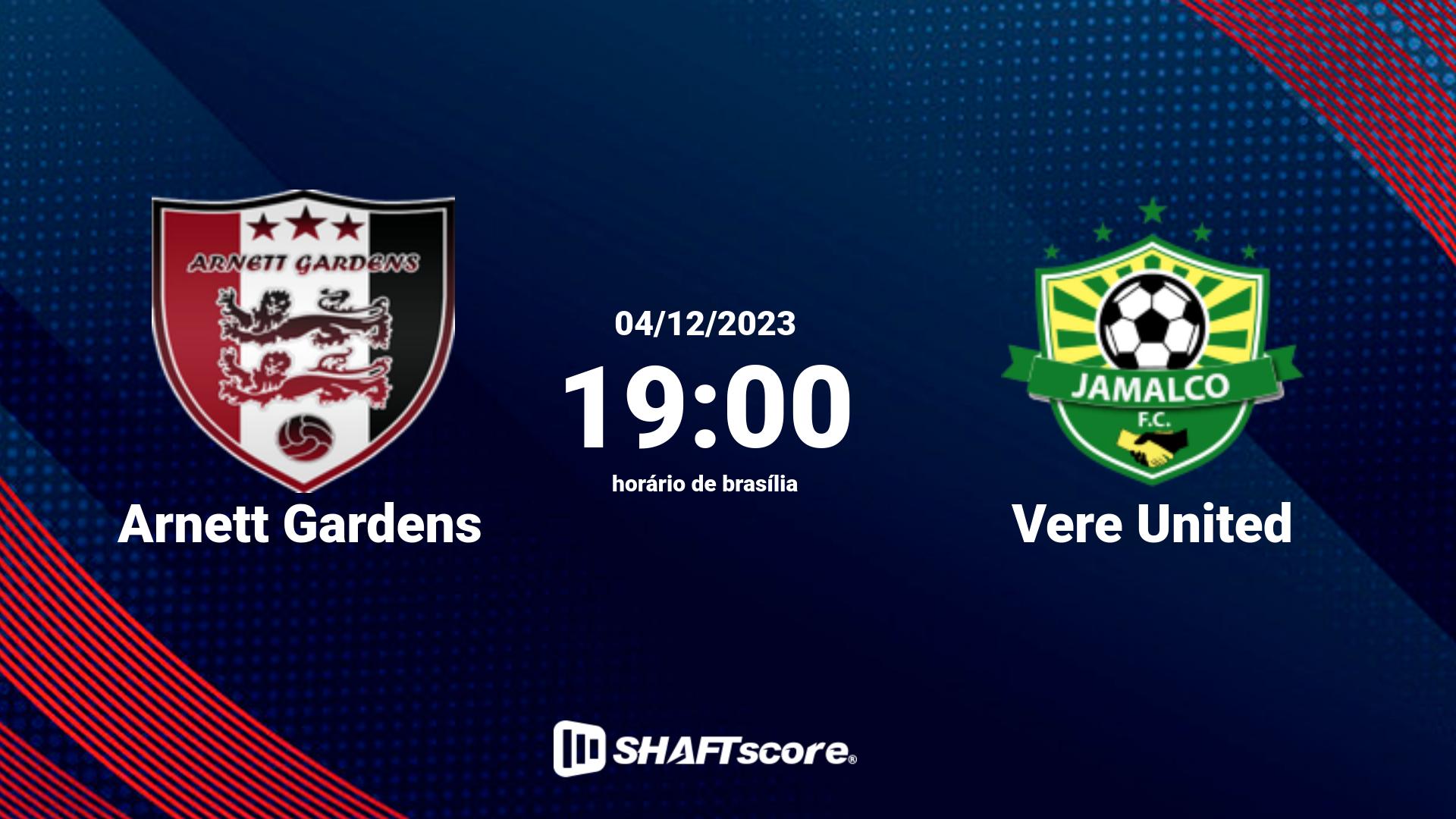 Estatísticas do jogo Arnett Gardens vs Vere United 04.12 19:00