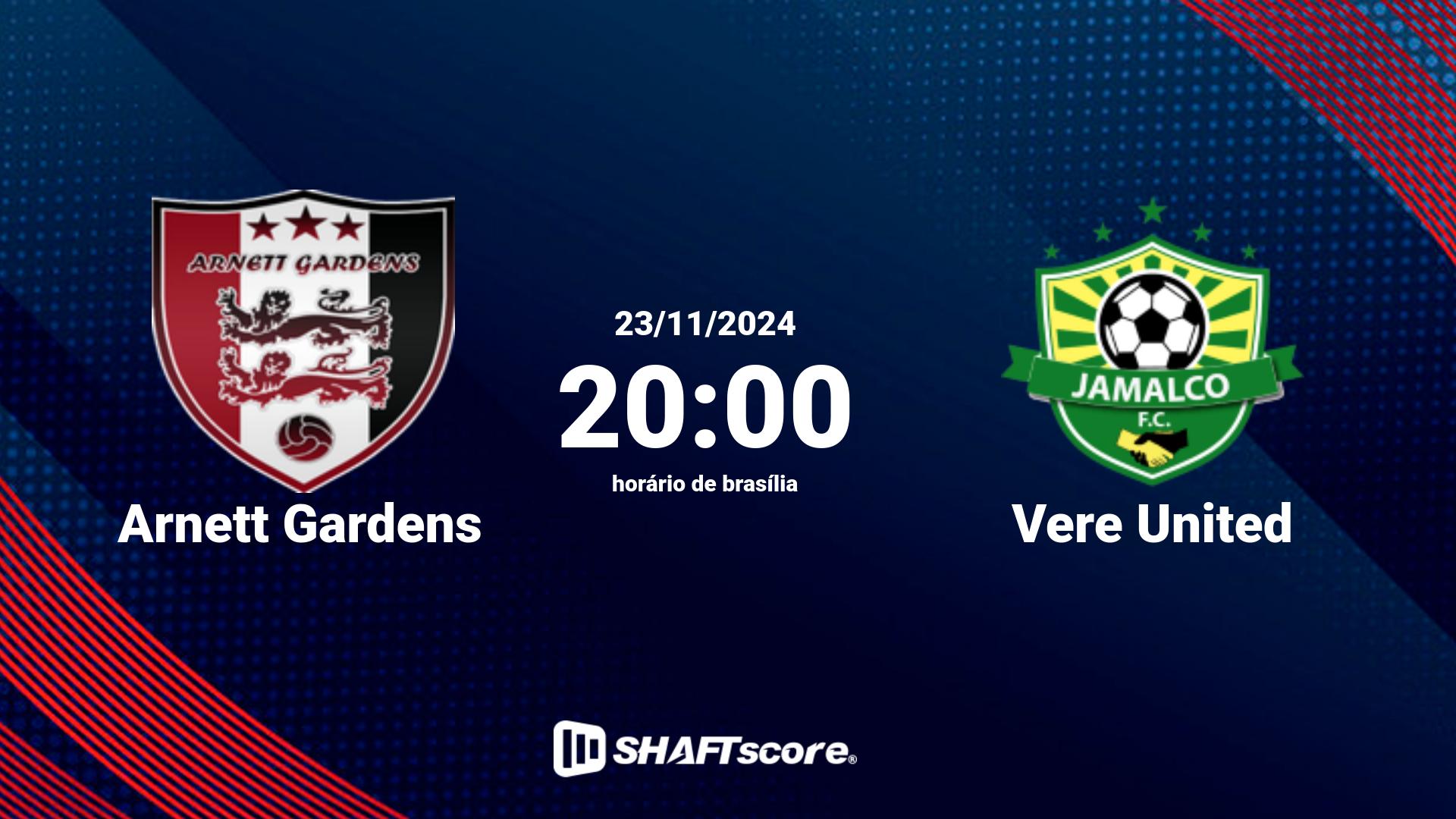 Estatísticas do jogo Arnett Gardens vs Vere United 23.11 20:00