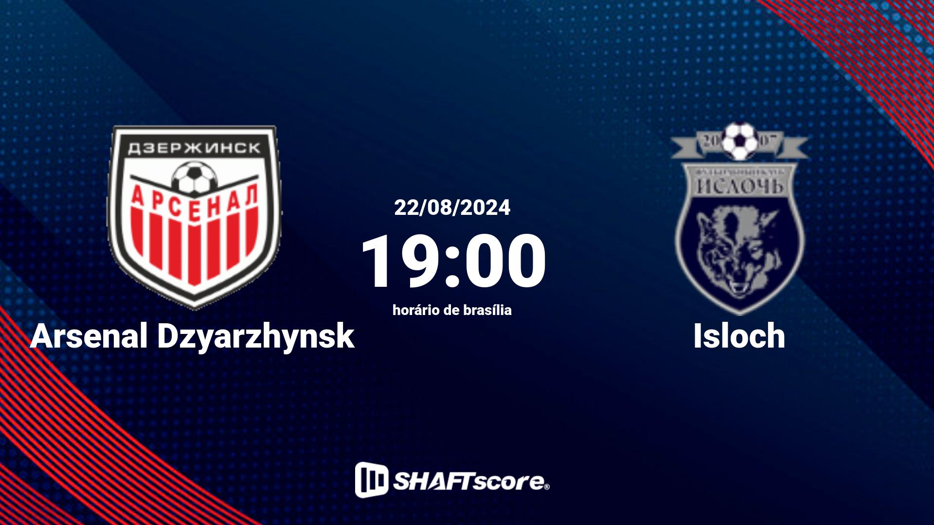 Estatísticas do jogo Arsenal Dzyarzhynsk vs Isloch 22.08 19:00