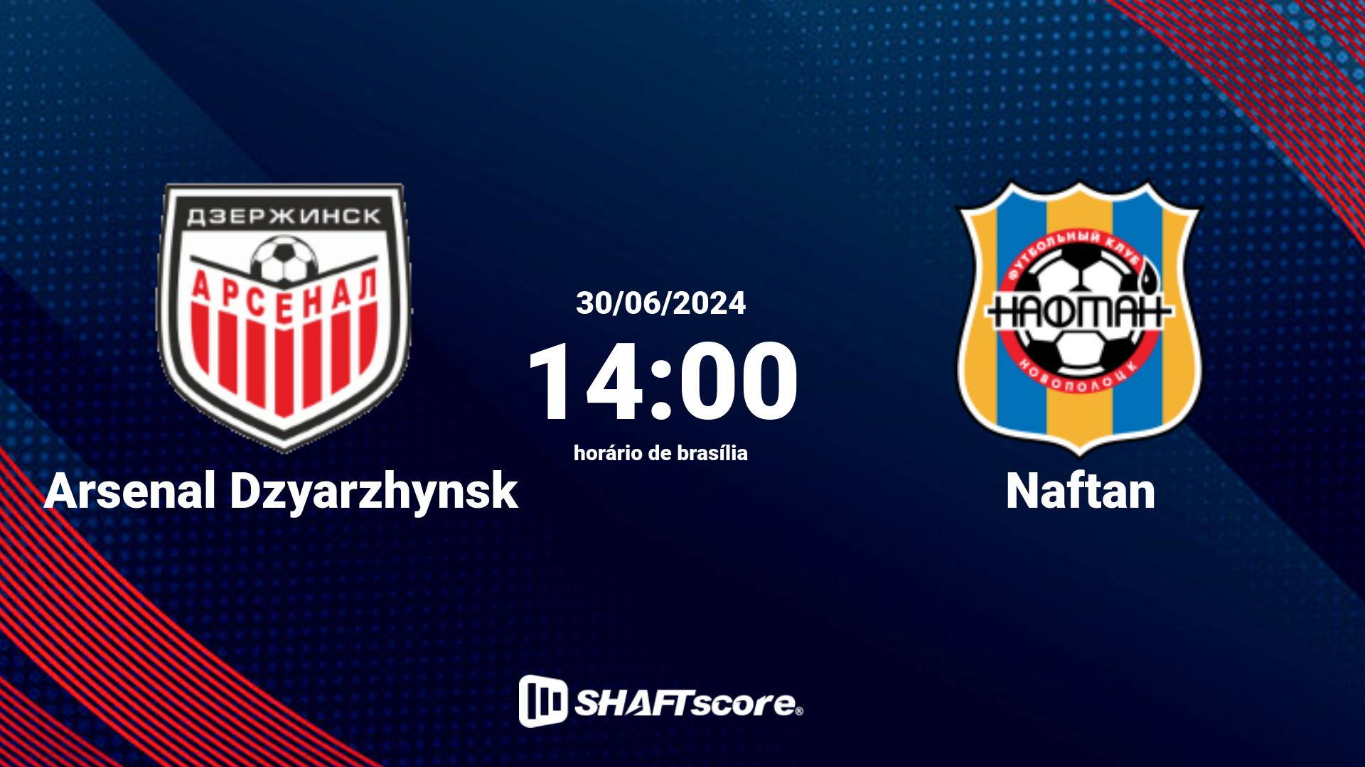 Estatísticas do jogo Arsenal Dzyarzhynsk vs Naftan 30.06 14:00