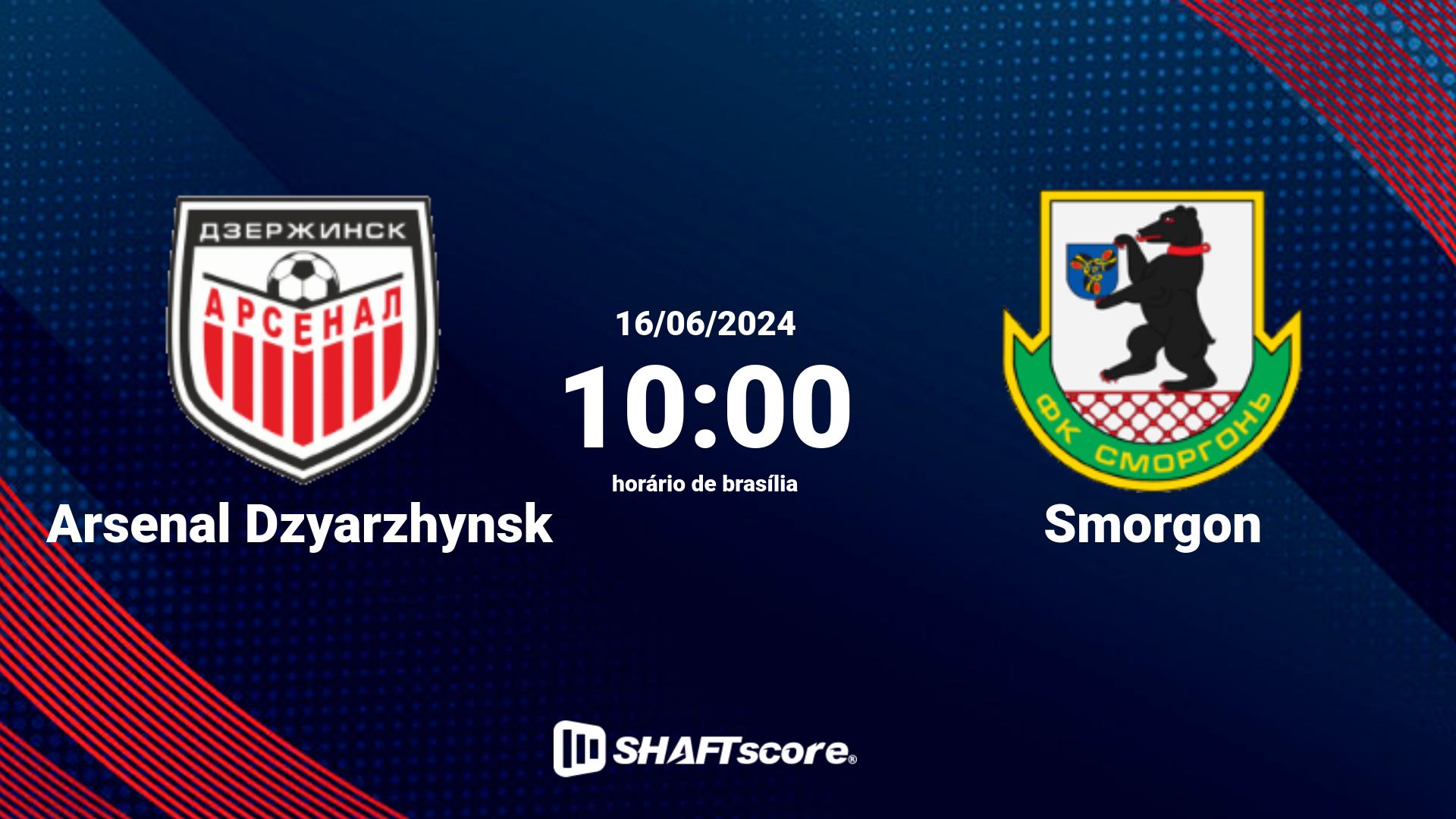 Estatísticas do jogo Arsenal Dzyarzhynsk vs Smorgon 16.06 10:00
