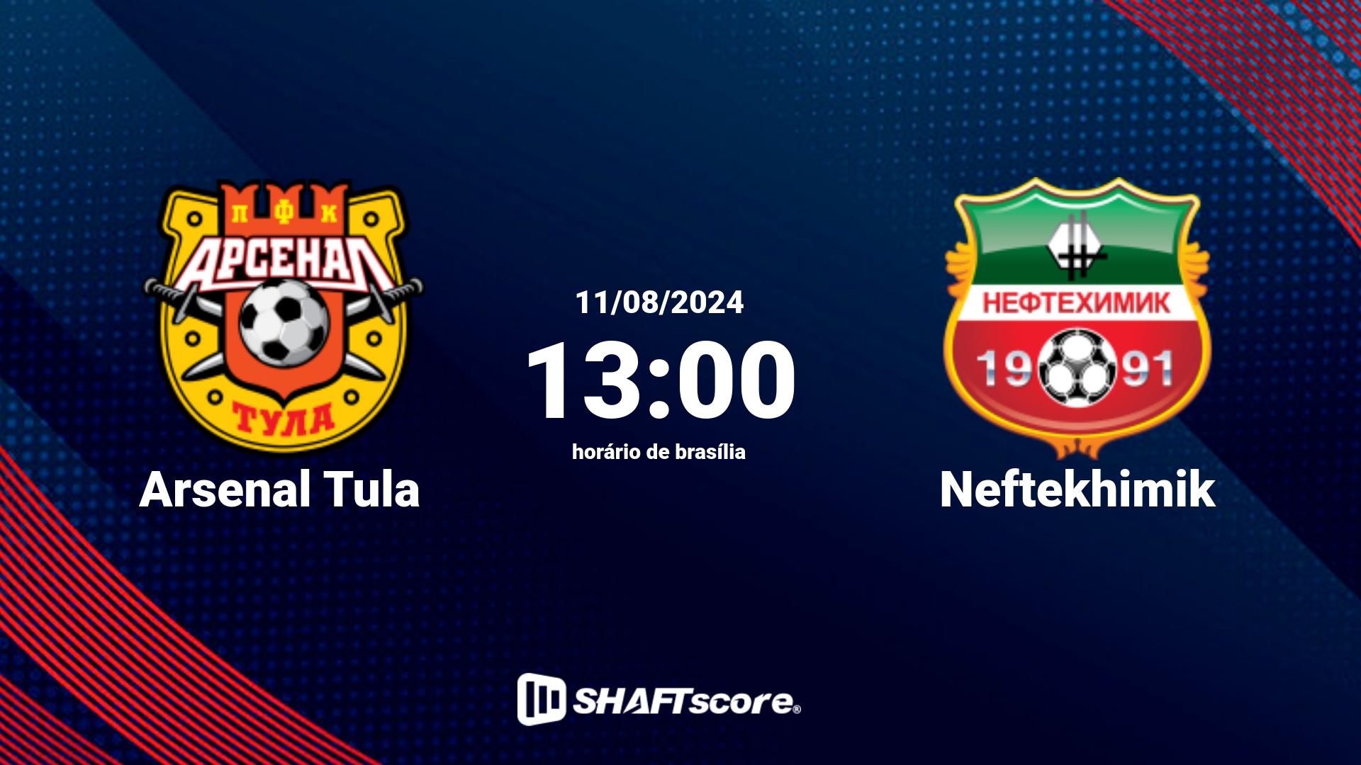 Estatísticas do jogo Arsenal Tula vs Neftekhimik 11.08 13:00