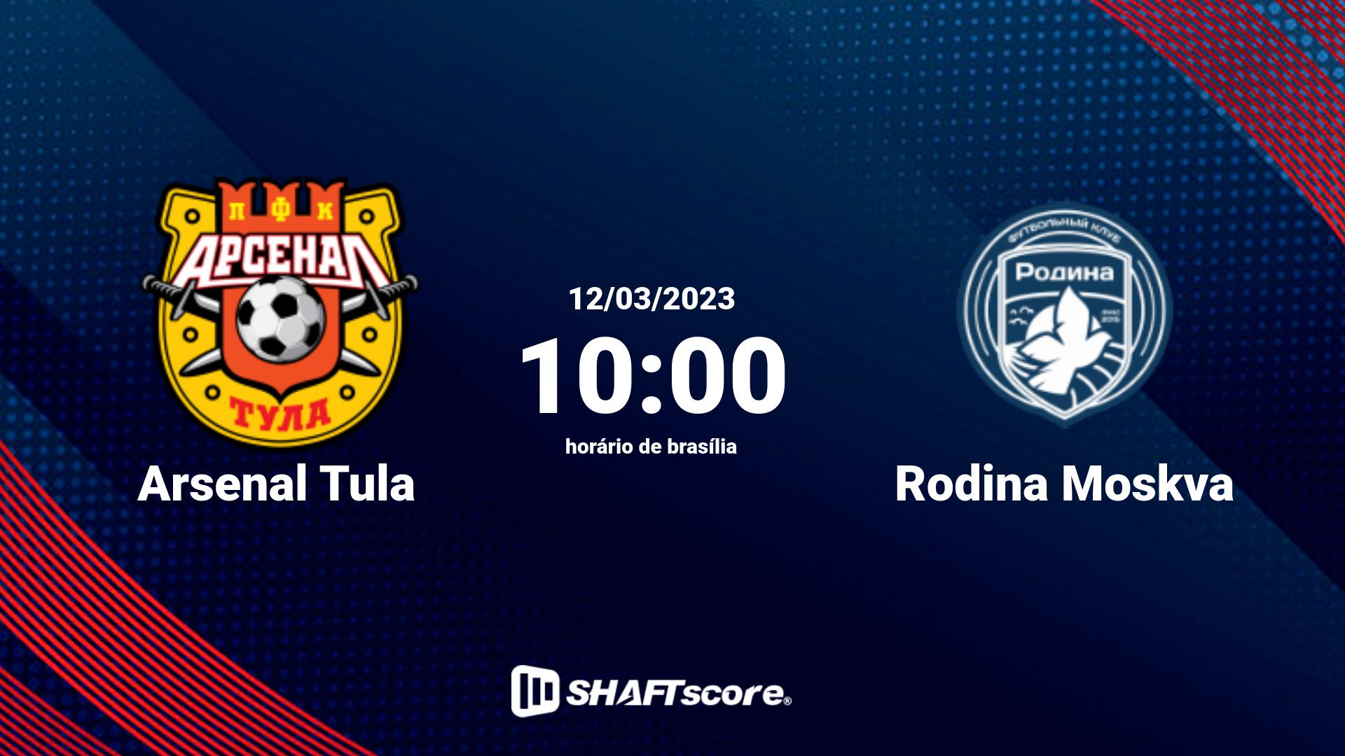 Estatísticas do jogo Arsenal Tula vs Rodina Moskva 12.03 10:00