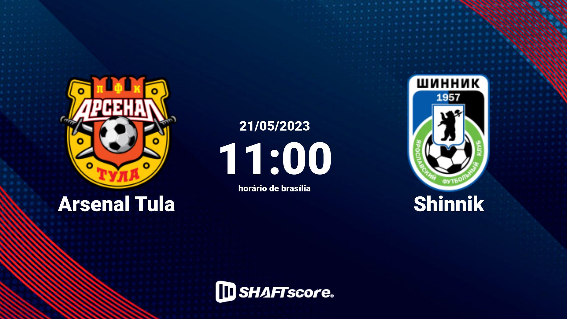 Estatísticas do jogo Arsenal Tula vs Shinnik 21.05 11:00