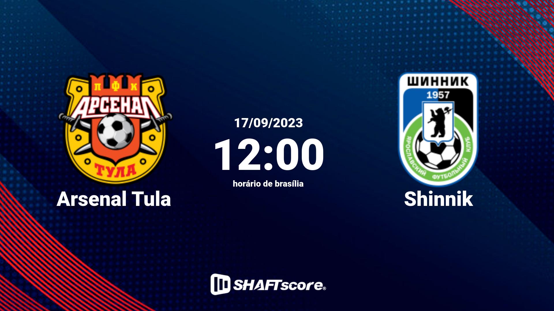 Estatísticas do jogo Arsenal Tula vs Shinnik 17.09 12:00