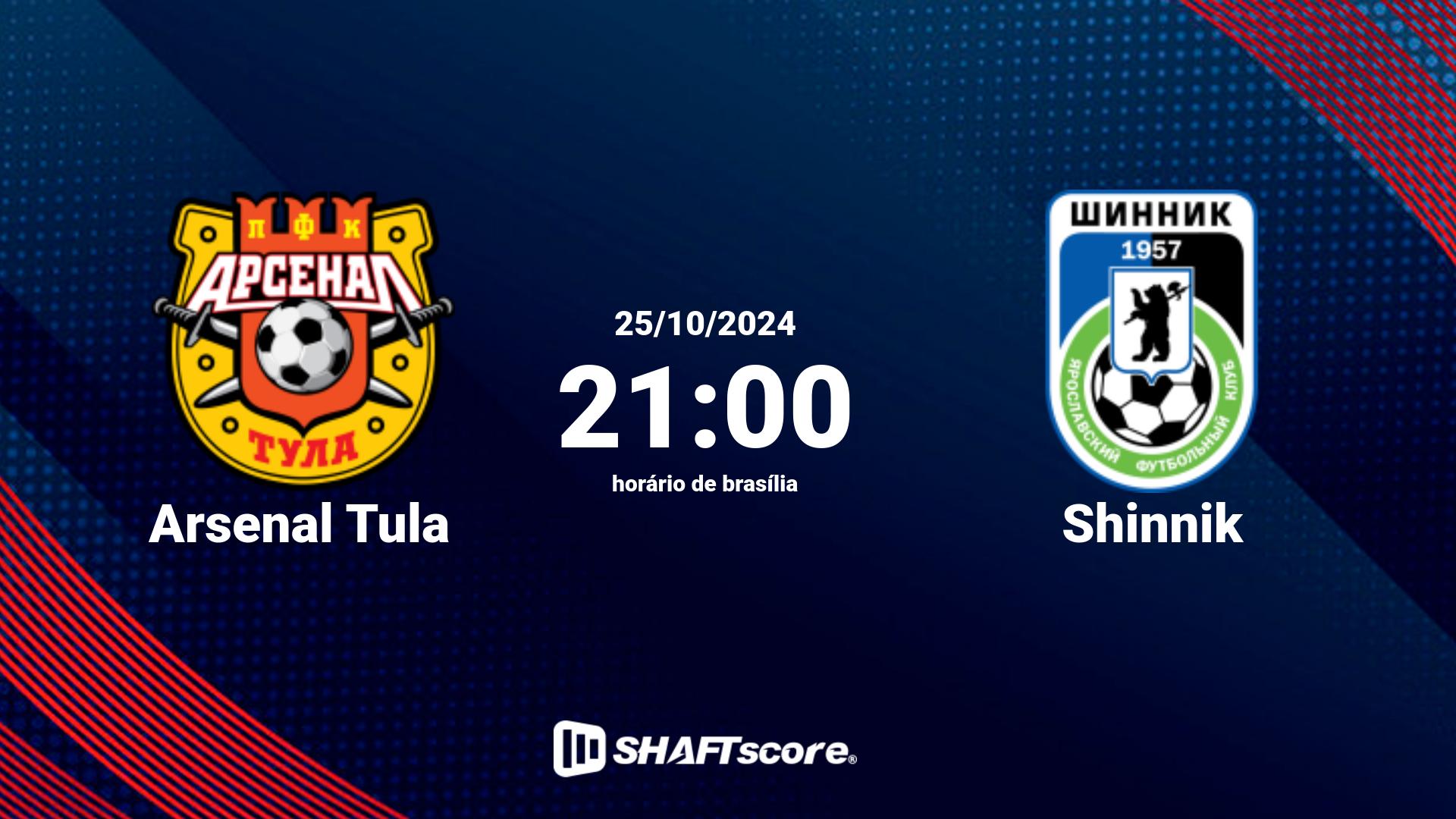 Estatísticas do jogo Arsenal Tula vs Shinnik 25.10 21:00