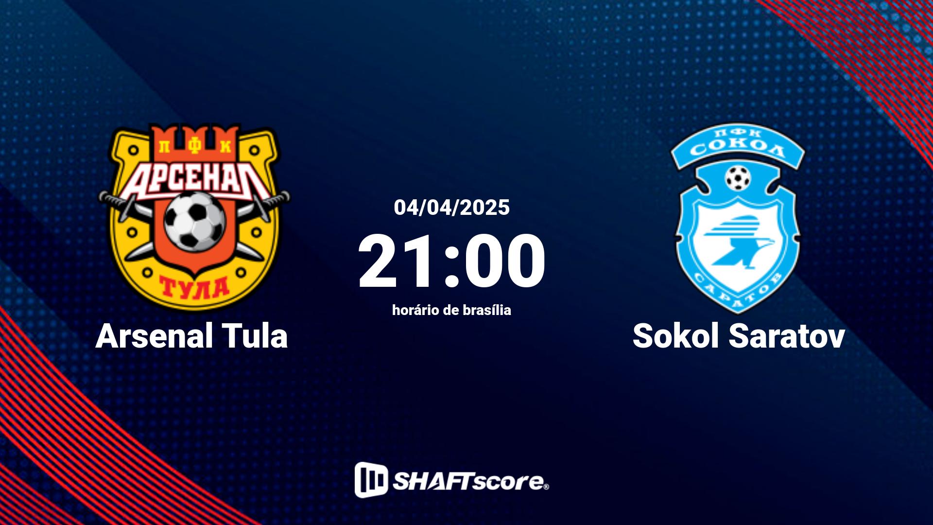 Estatísticas do jogo Arsenal Tula vs Sokol Saratov 04.04 21:00