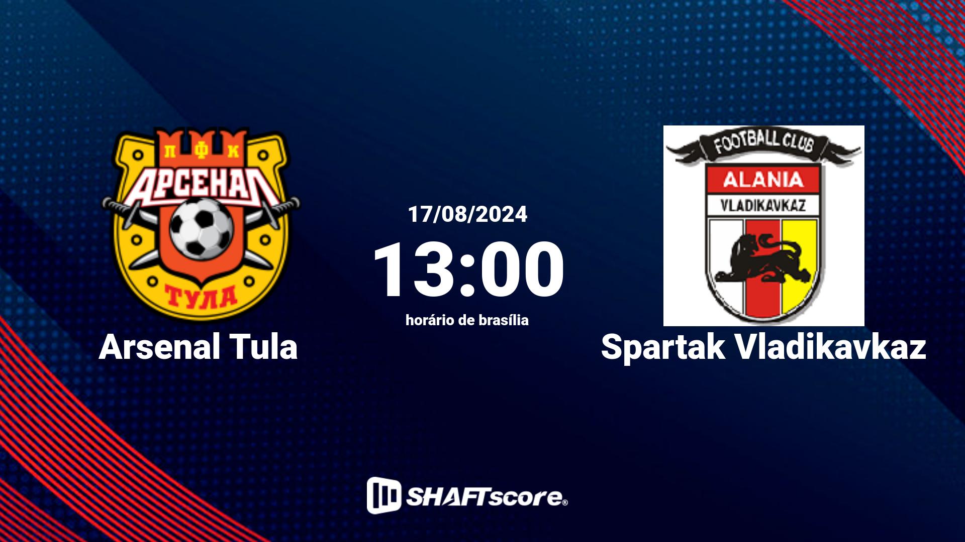 Estatísticas do jogo Arsenal Tula vs Spartak Vladikavkaz 17.08 13:00