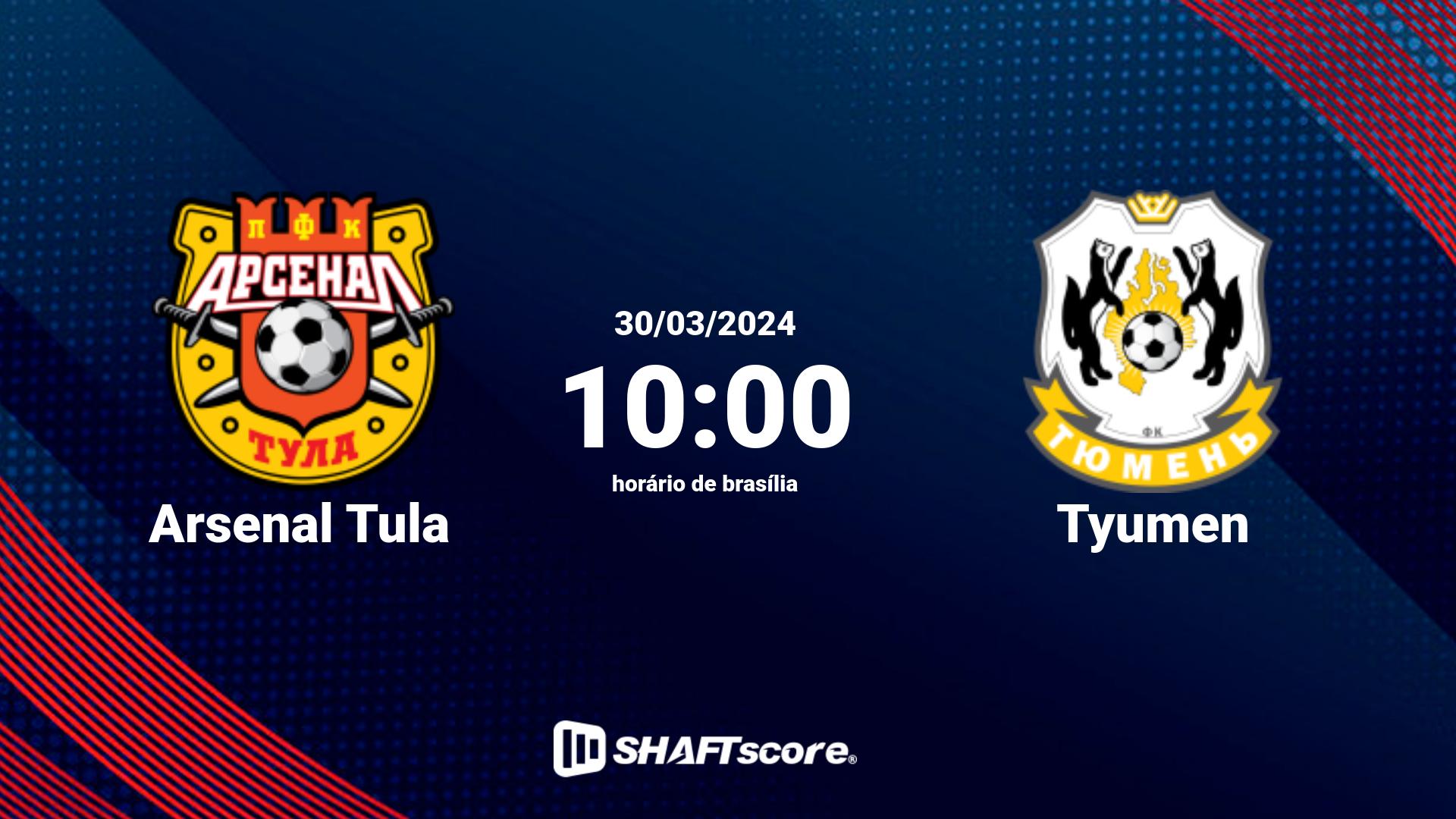 Estatísticas do jogo Arsenal Tula vs Tyumen 30.03 10:00