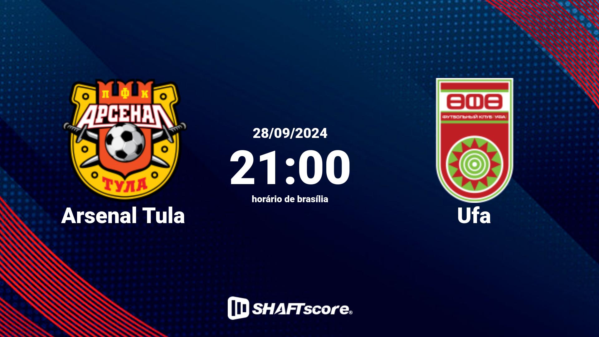 Estatísticas do jogo Arsenal Tula vs Ufa 28.09 21:00