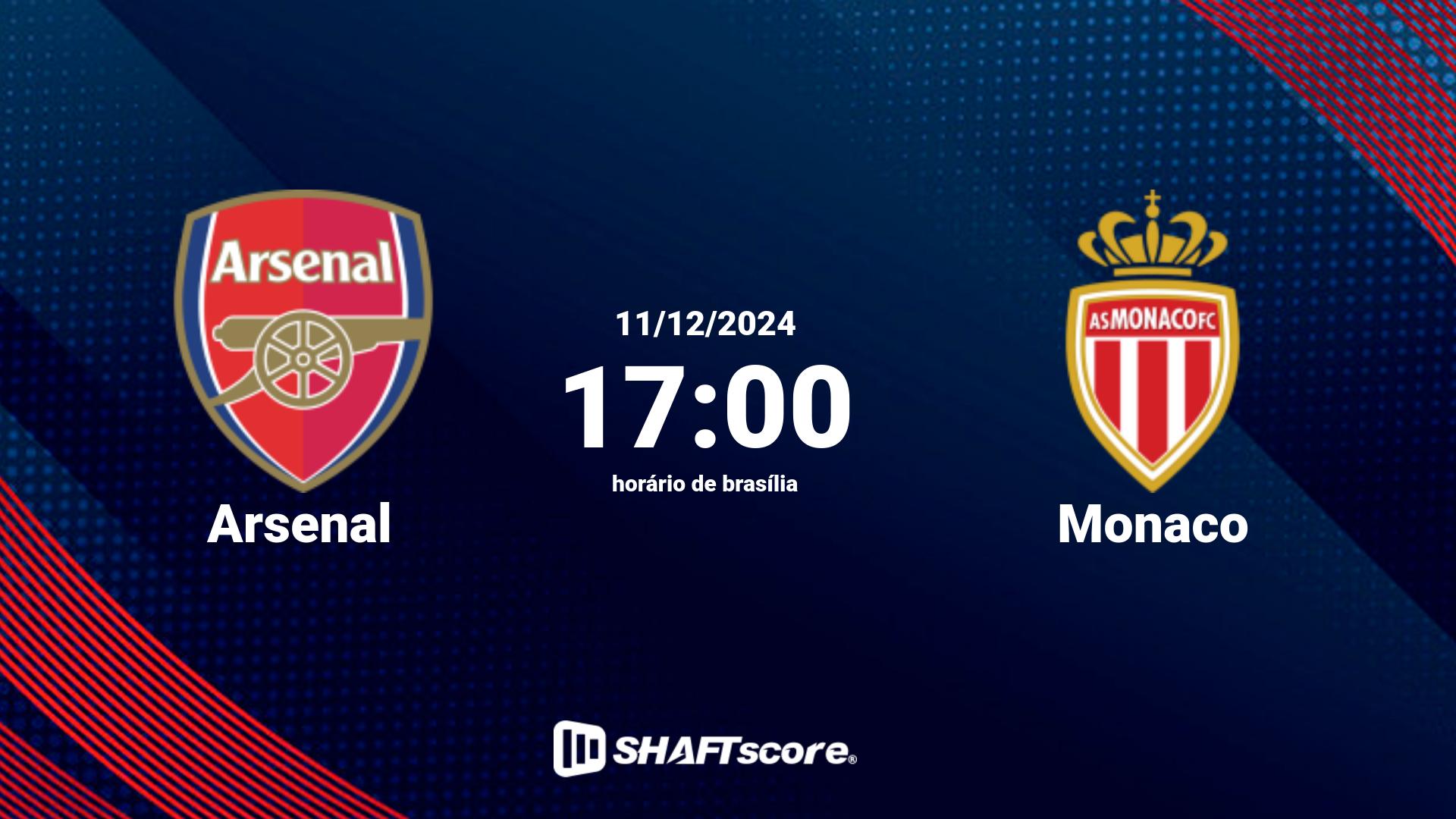 Estatísticas do jogo Arsenal vs Monaco 11.12 17:00