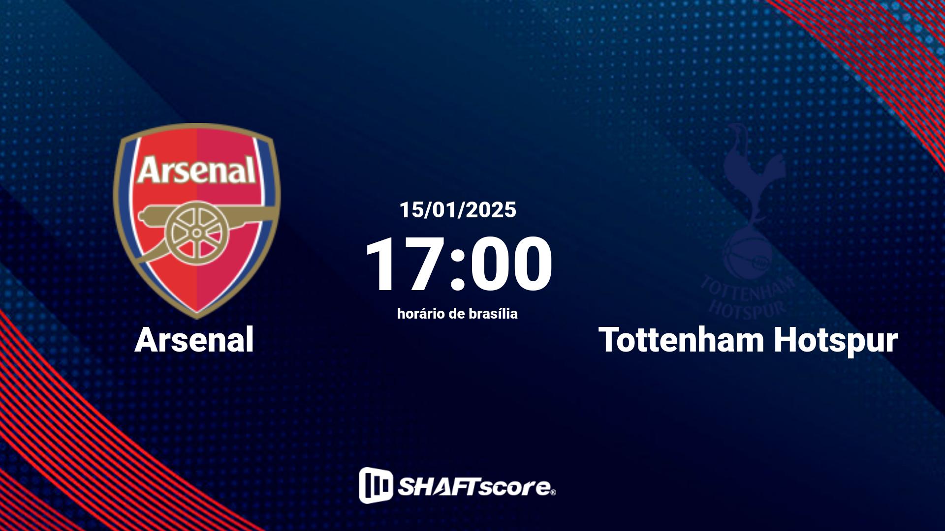 Estatísticas do jogo Arsenal vs Tottenham Hotspur 15.01 17:00