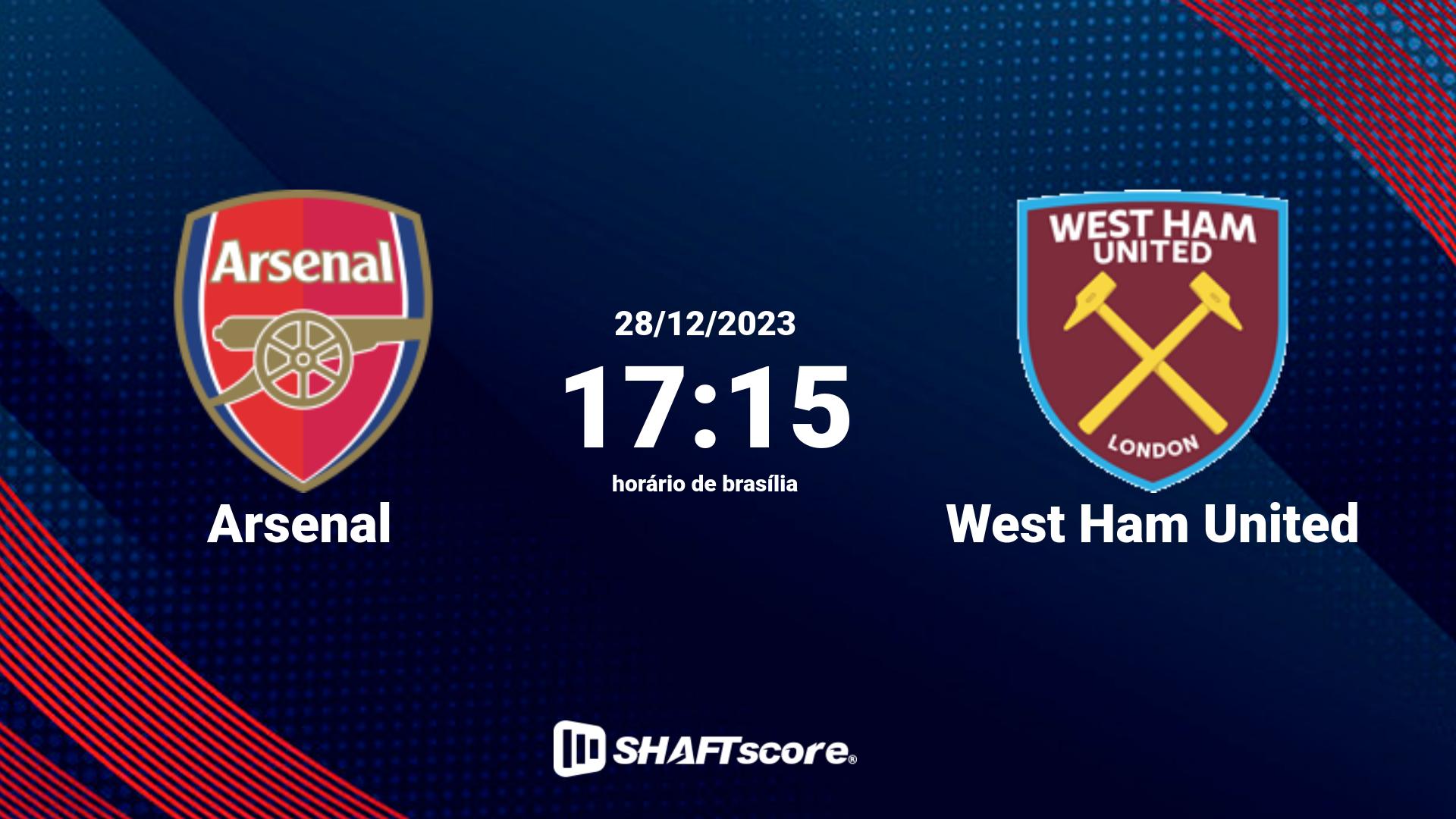 Estatísticas do jogo Arsenal vs West Ham United 28.12 17:15