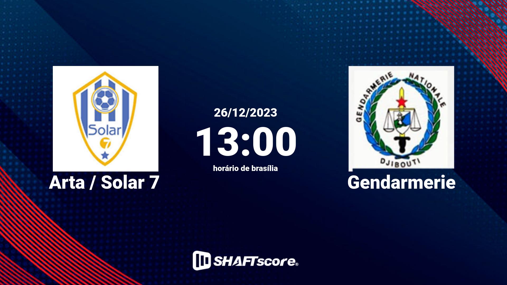 Estatísticas do jogo Arta / Solar 7 vs Gendarmerie 26.12 13:00