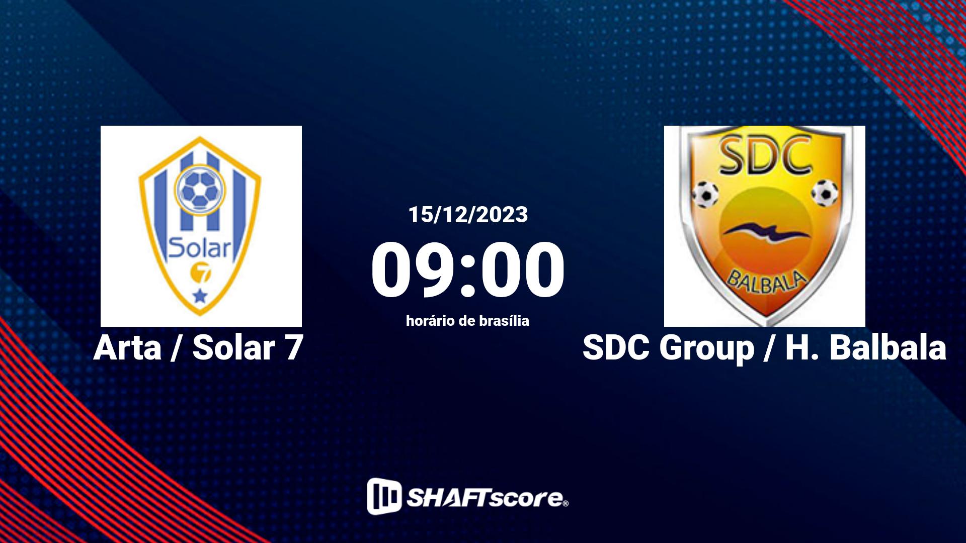 Estatísticas do jogo Arta / Solar 7 vs SDC Group / H. Balbala 15.12 09:00