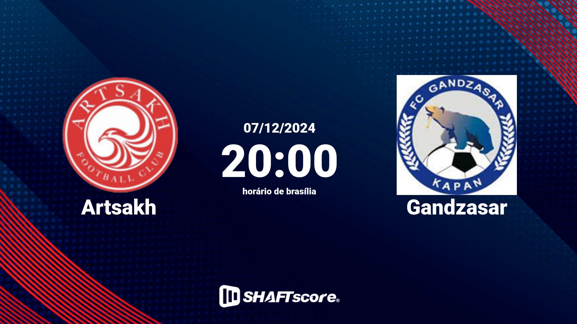 Estatísticas do jogo Artsakh vs Gandzasar 07.12 20:00