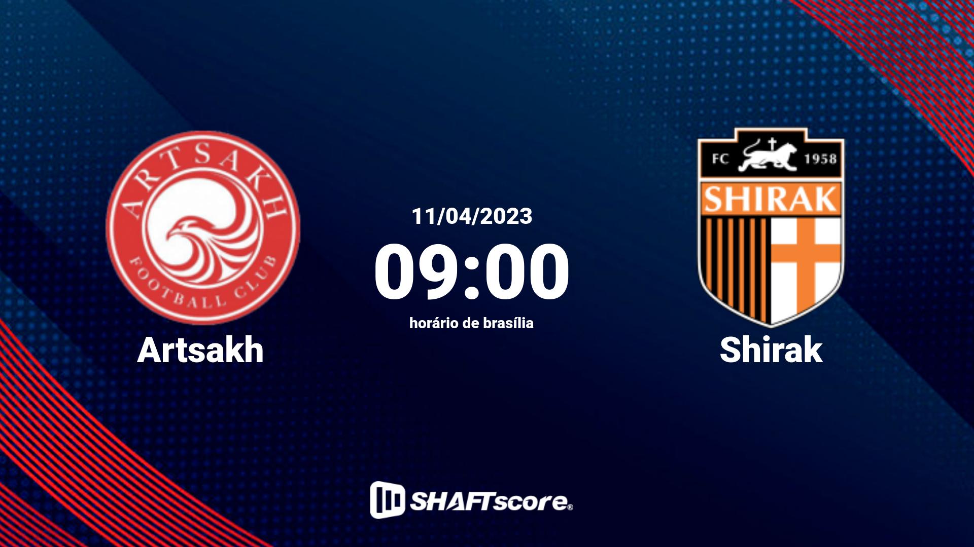 Estatísticas do jogo Artsakh vs Shirak 11.04 09:00