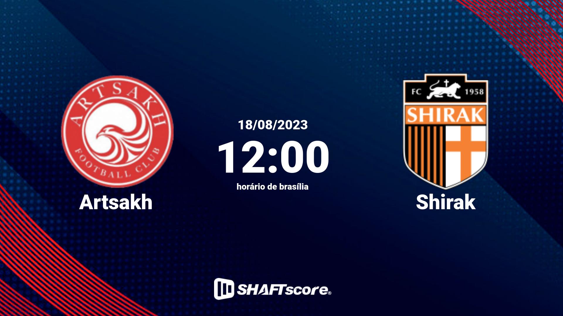 Estatísticas do jogo Artsakh vs Shirak 18.08 12:00