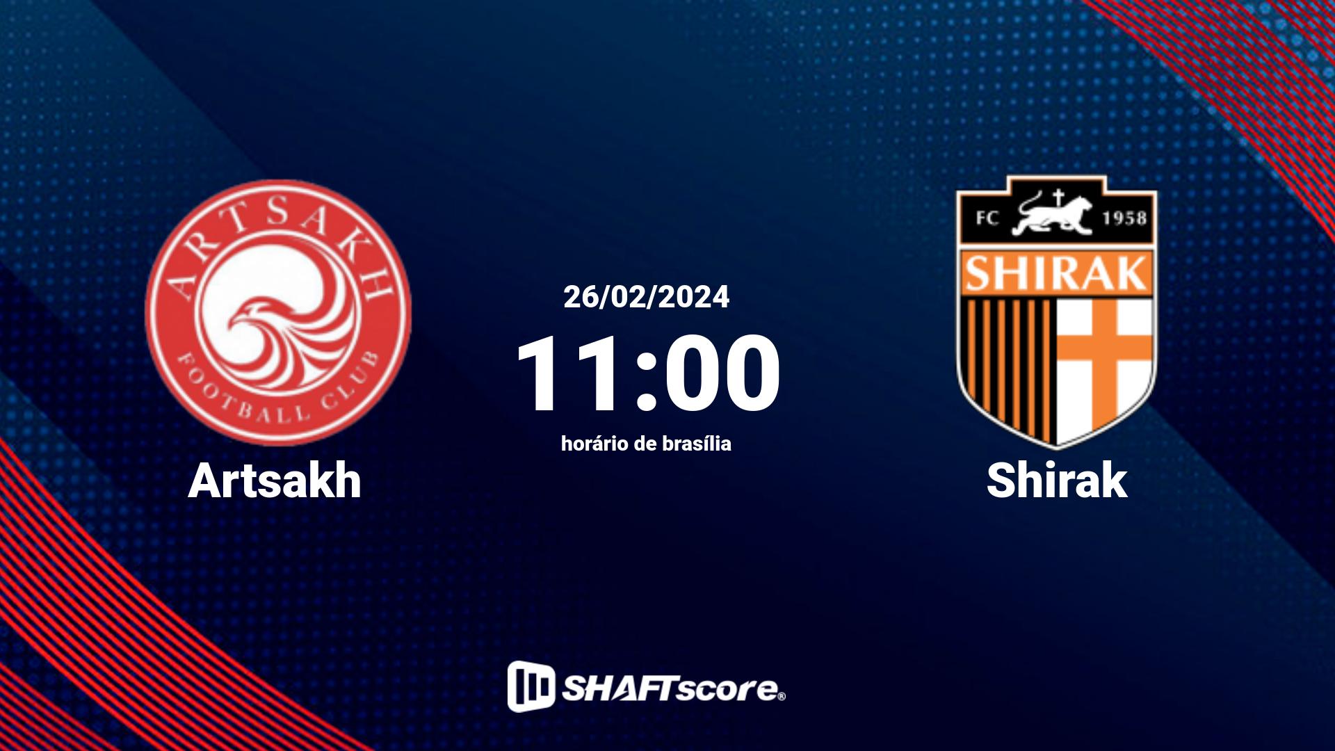 Estatísticas do jogo Artsakh vs Shirak 26.02 11:00