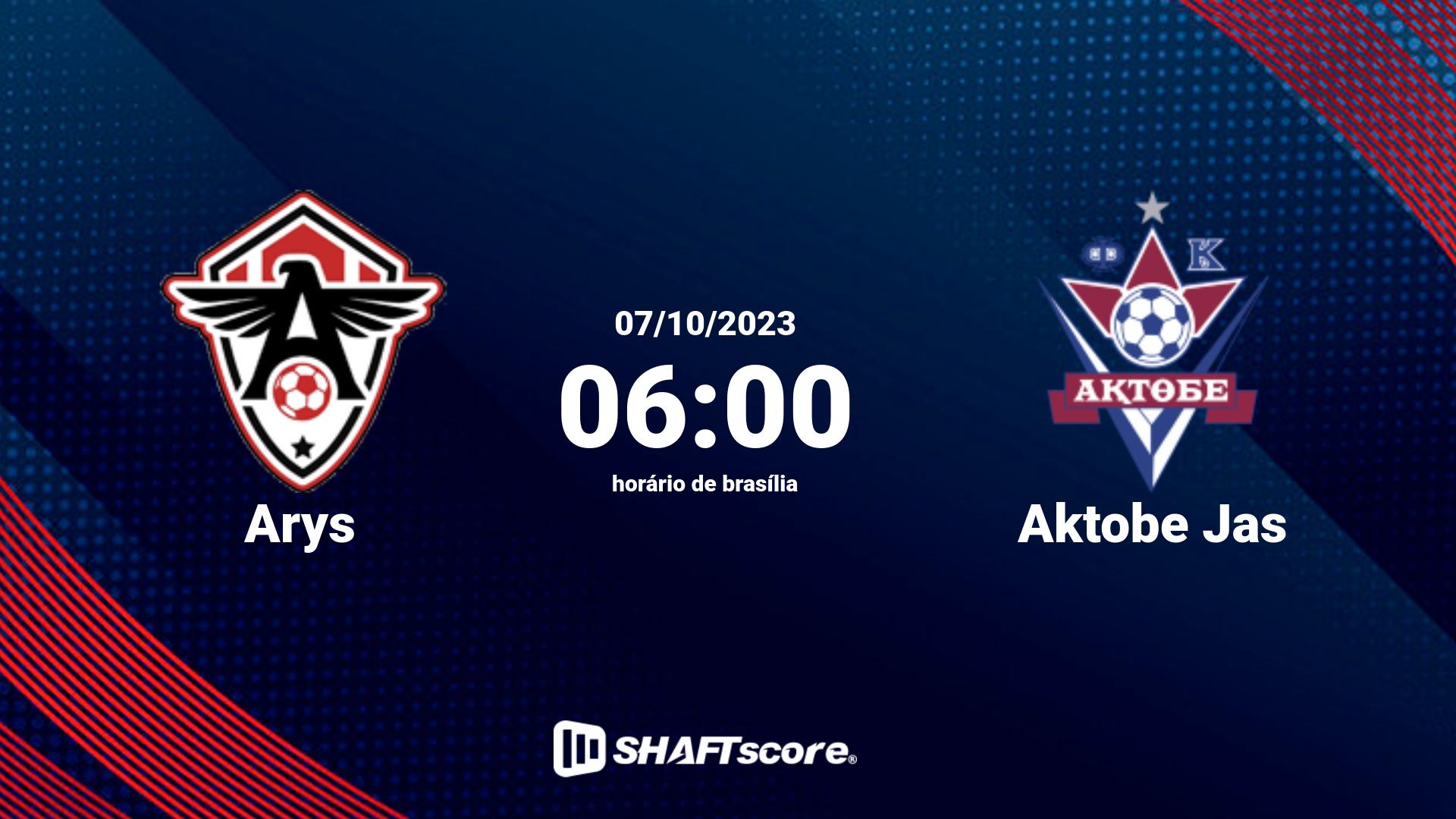 Estatísticas do jogo Arys vs Aktobe Jas 07.10 06:00