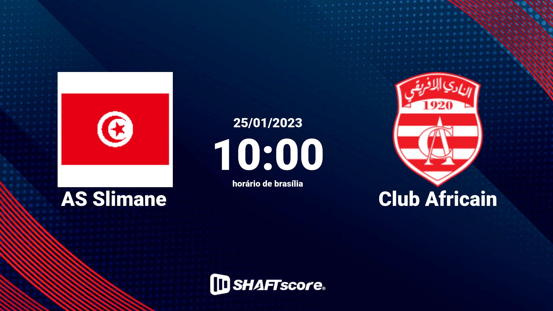 Estatísticas do jogo AS Slimane vs Club Africain 25.01 10:00