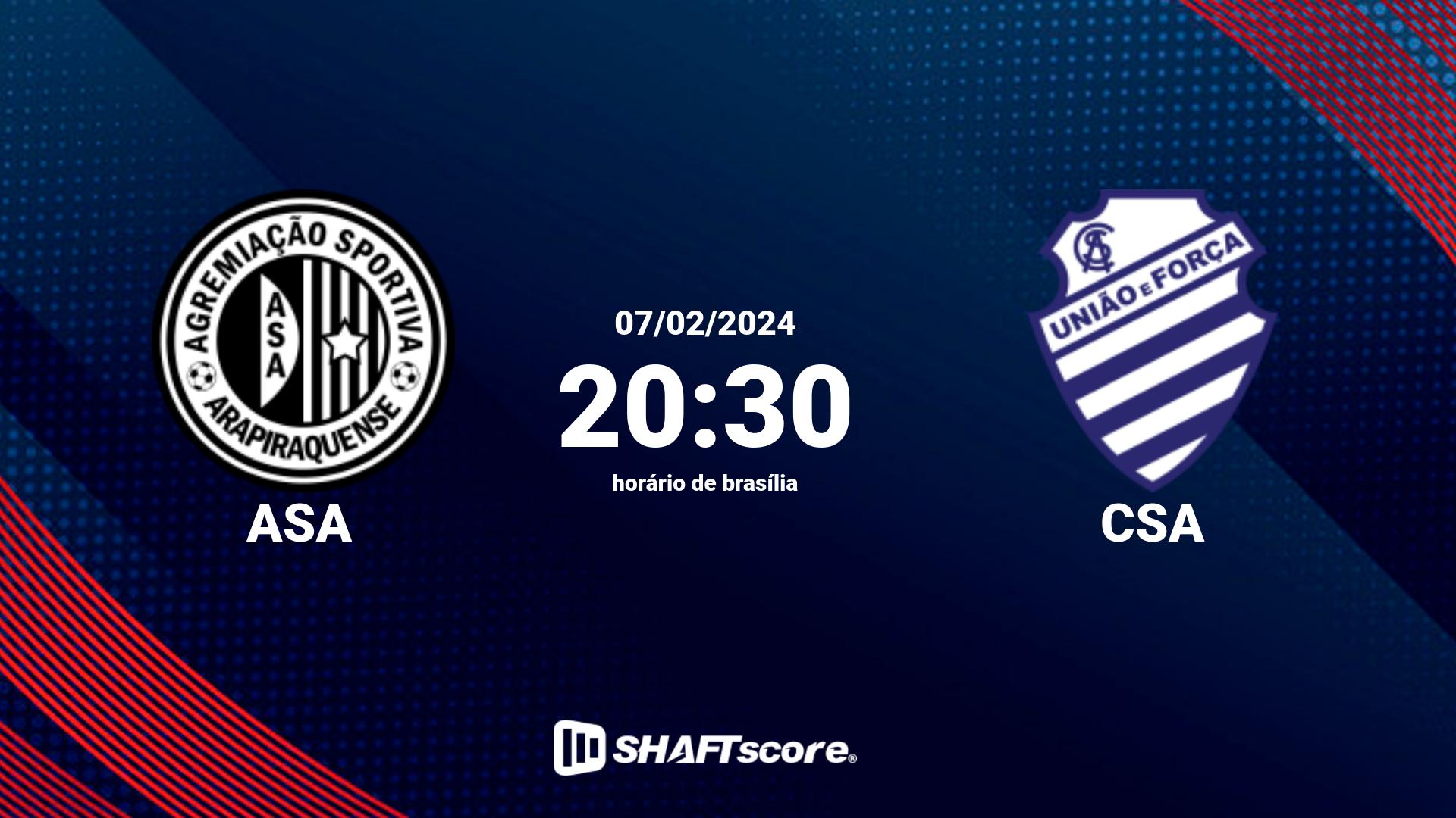 Estatísticas do jogo ASA vs CSA 07.02 20:30