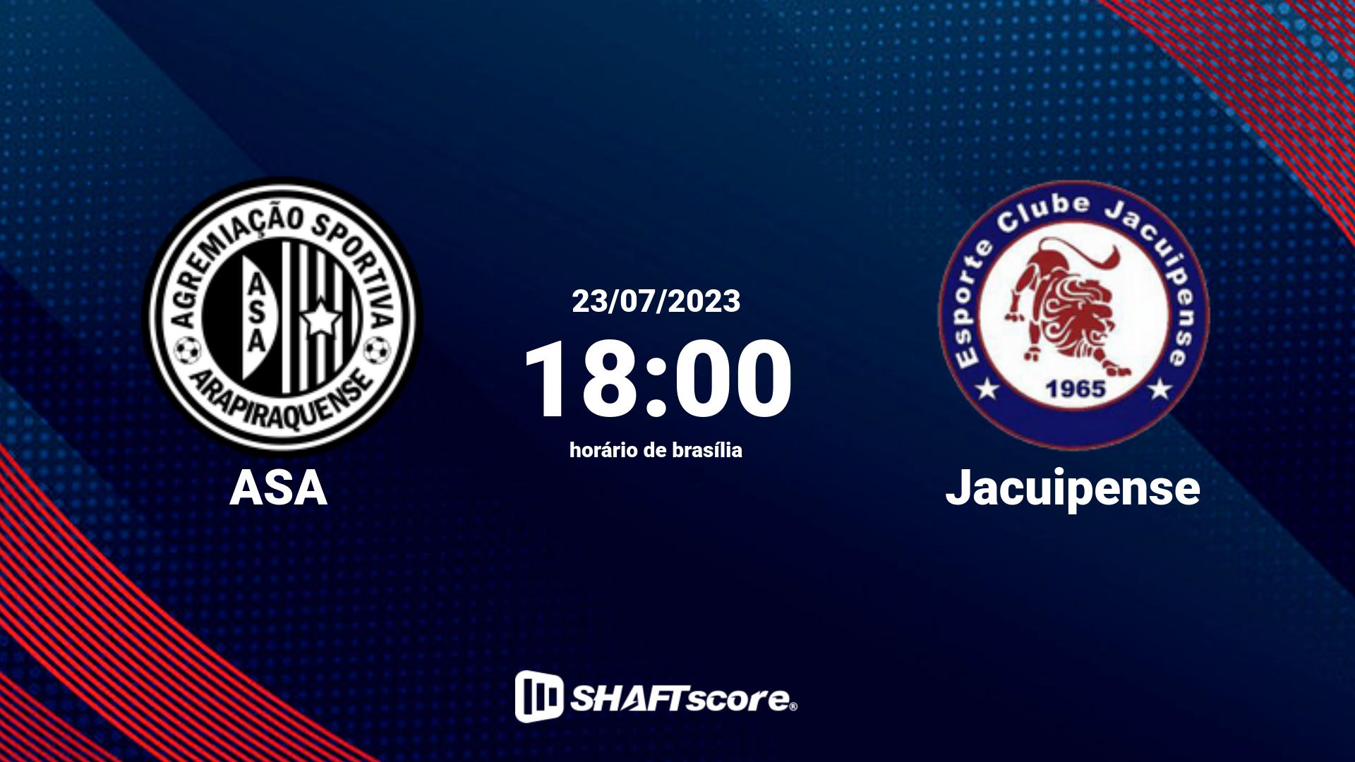 Estatísticas do jogo ASA vs Jacuipense 23.07 18:00