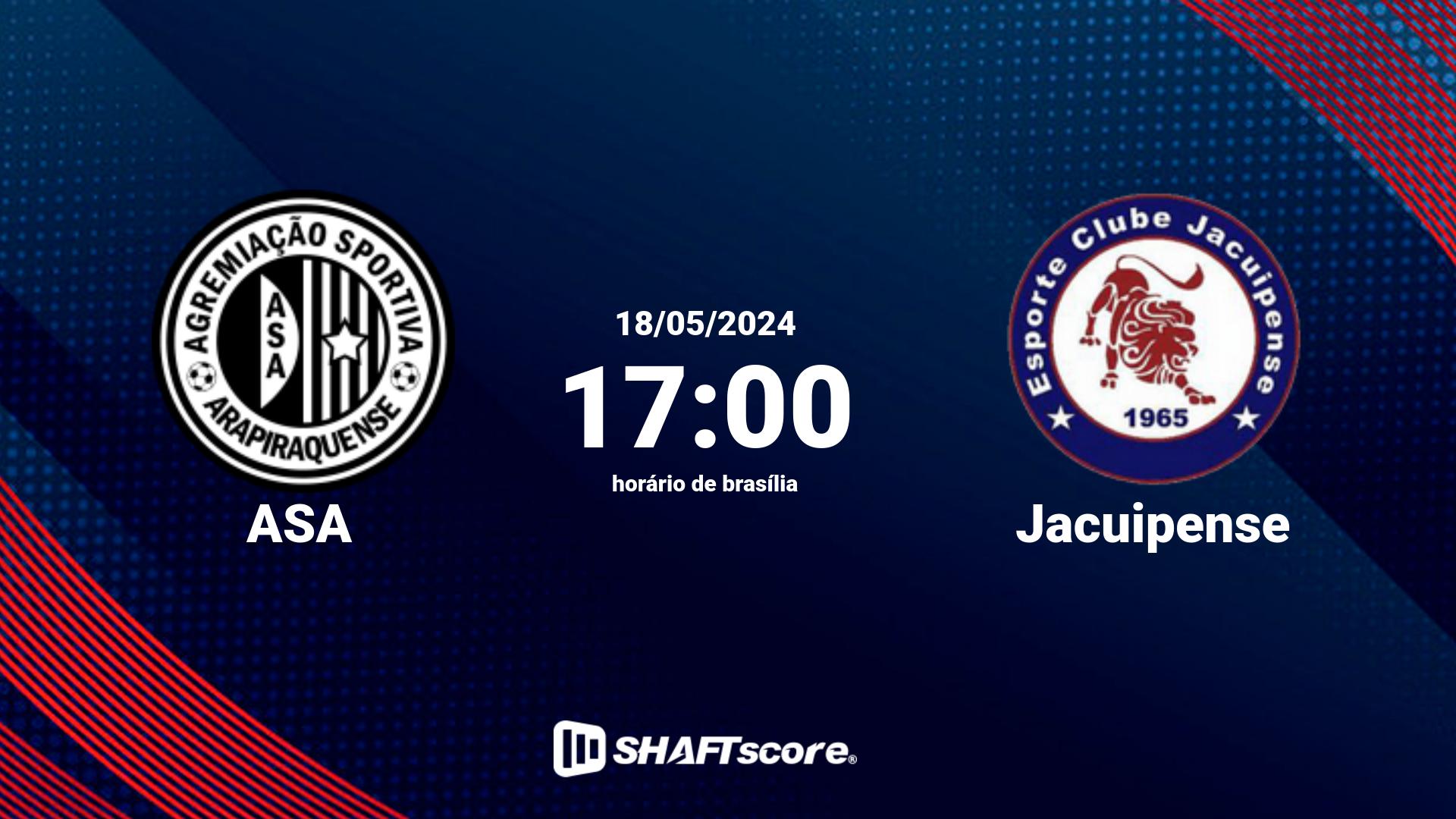 Estatísticas do jogo ASA vs Jacuipense 18.05 17:00