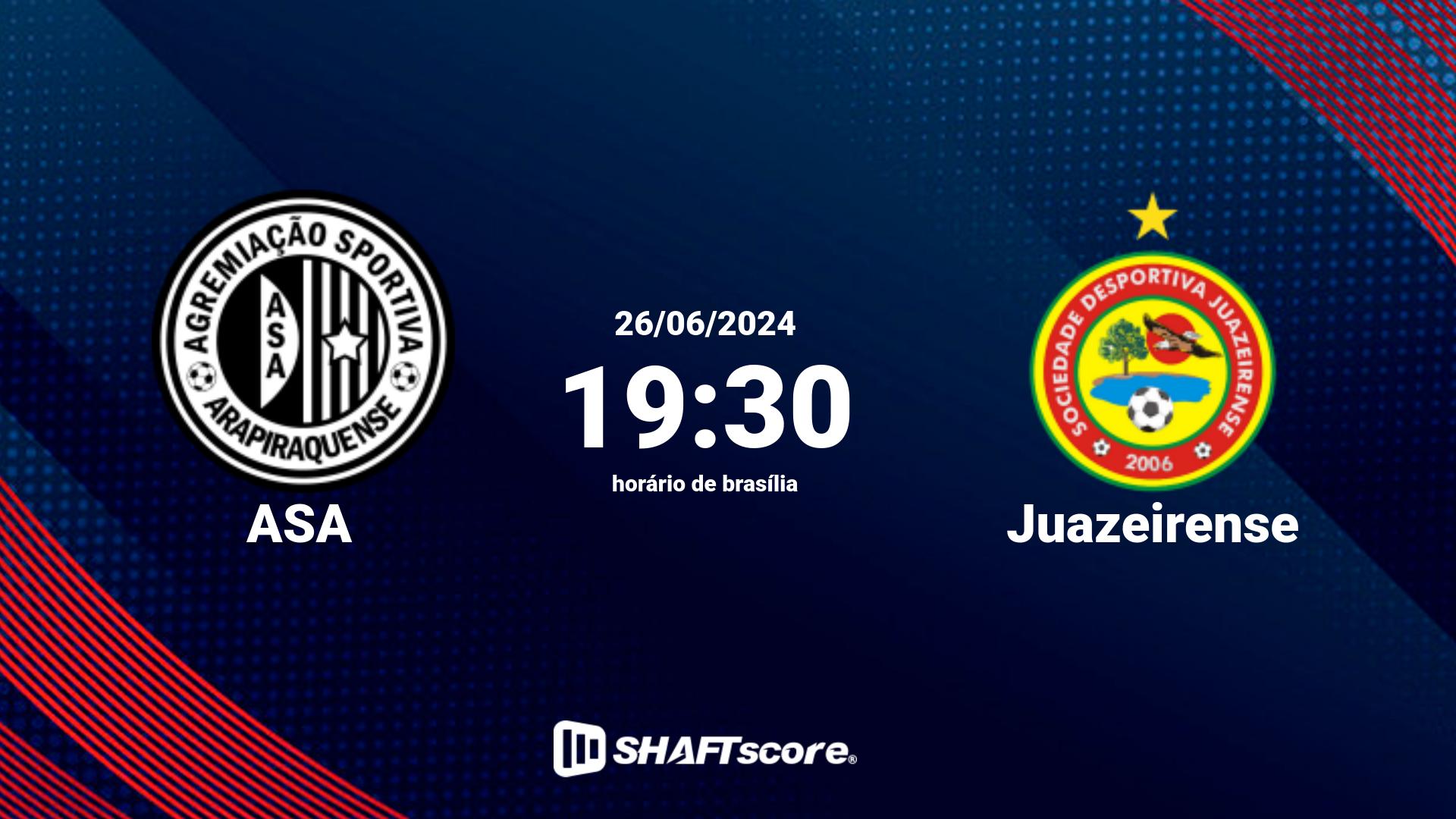 Estatísticas do jogo ASA vs Juazeirense 26.06 19:30