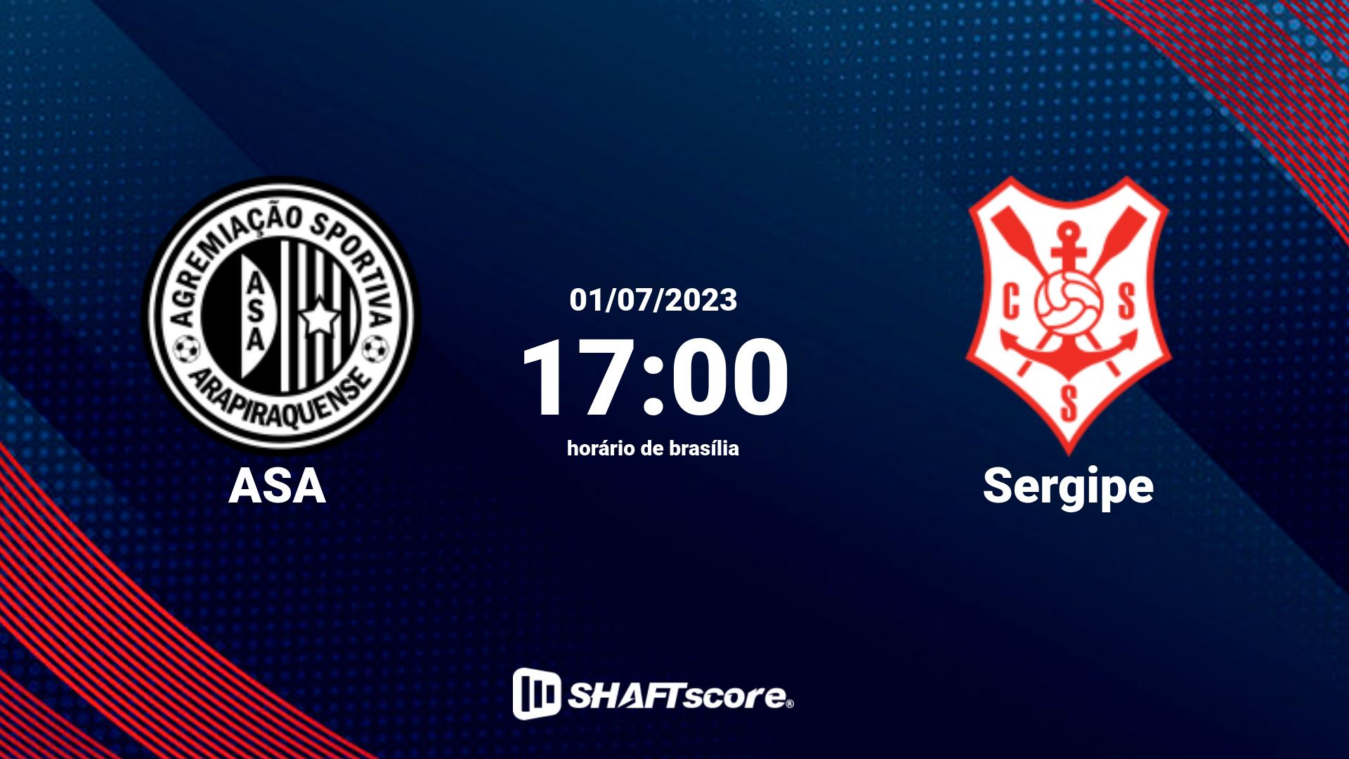 Estatísticas do jogo ASA vs Sergipe 01.07 17:00