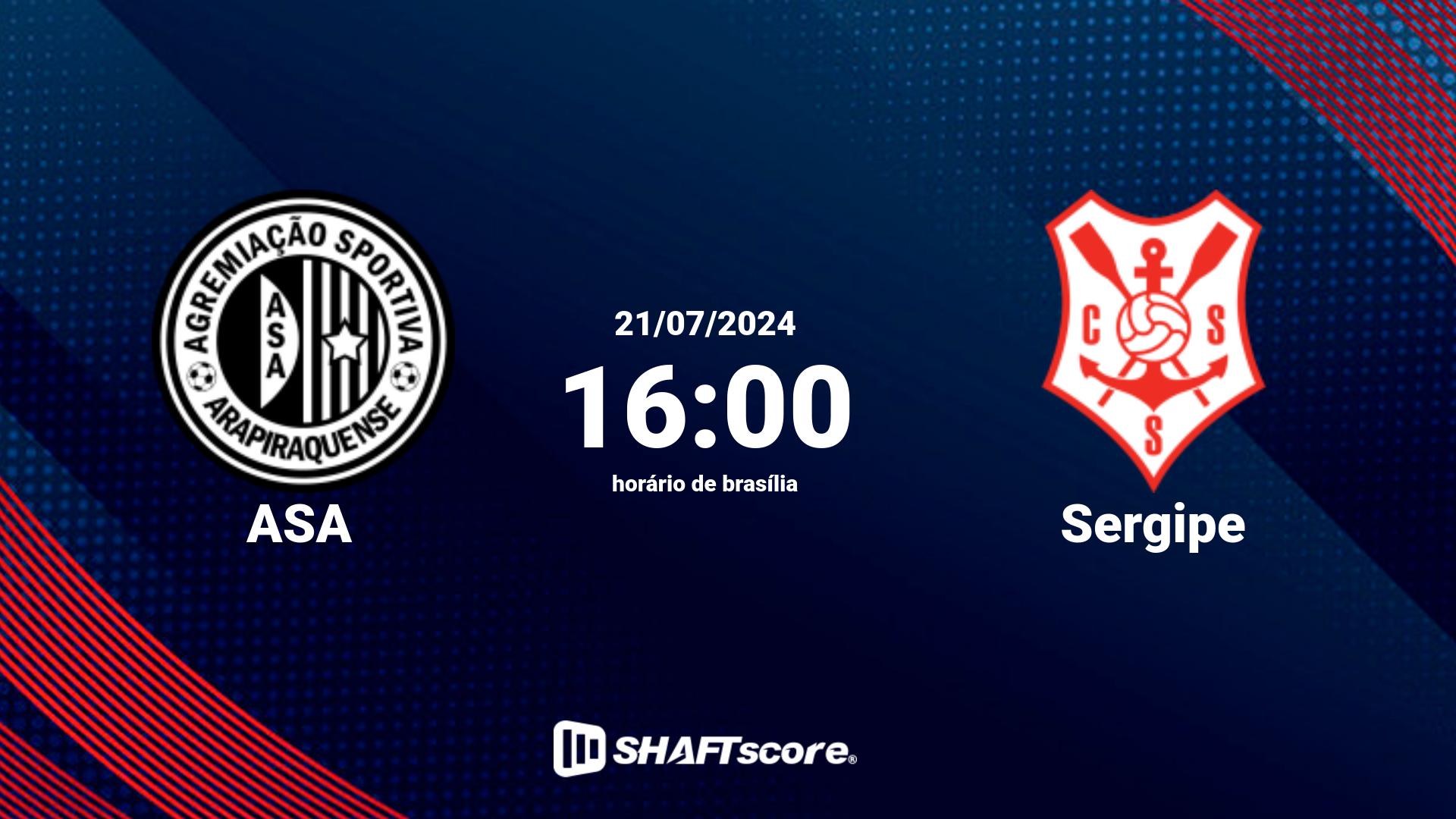 Estatísticas do jogo ASA vs Sergipe 21.07 16:00