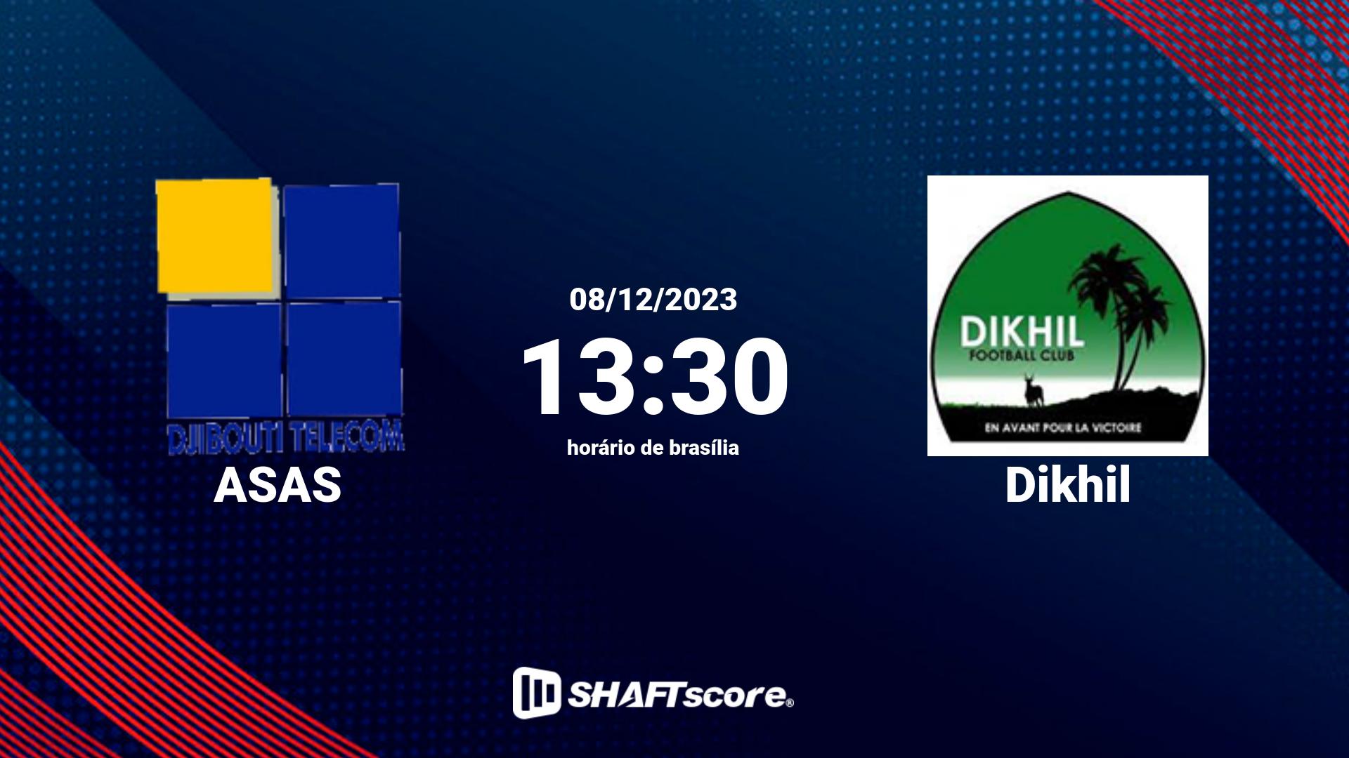 Estatísticas do jogo ASAS vs Dikhil 08.12 13:30