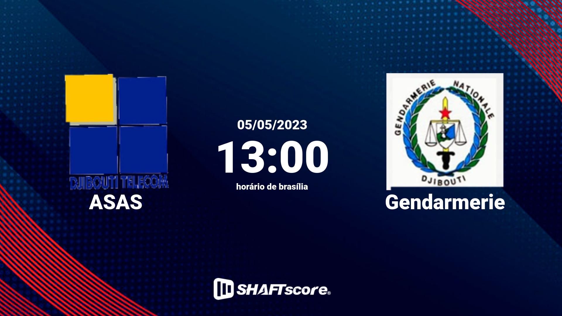 Estatísticas do jogo ASAS vs Gendarmerie 05.05 13:00